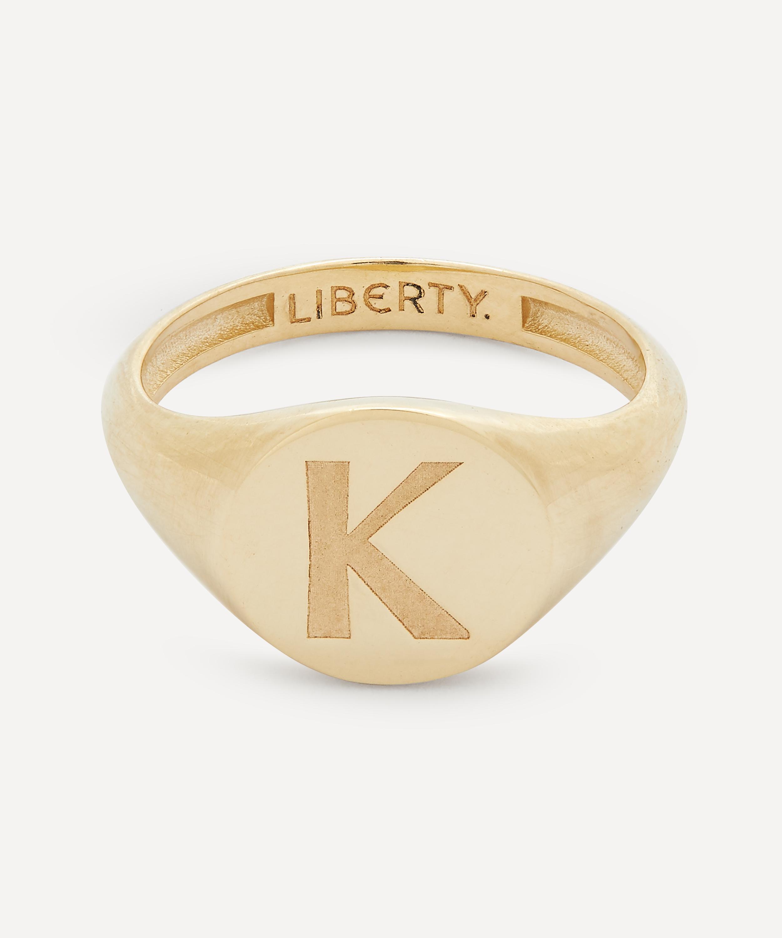 9ct Gold Initial Liberty Signet Ring - K 51 Luxury Christmas Gift / Present