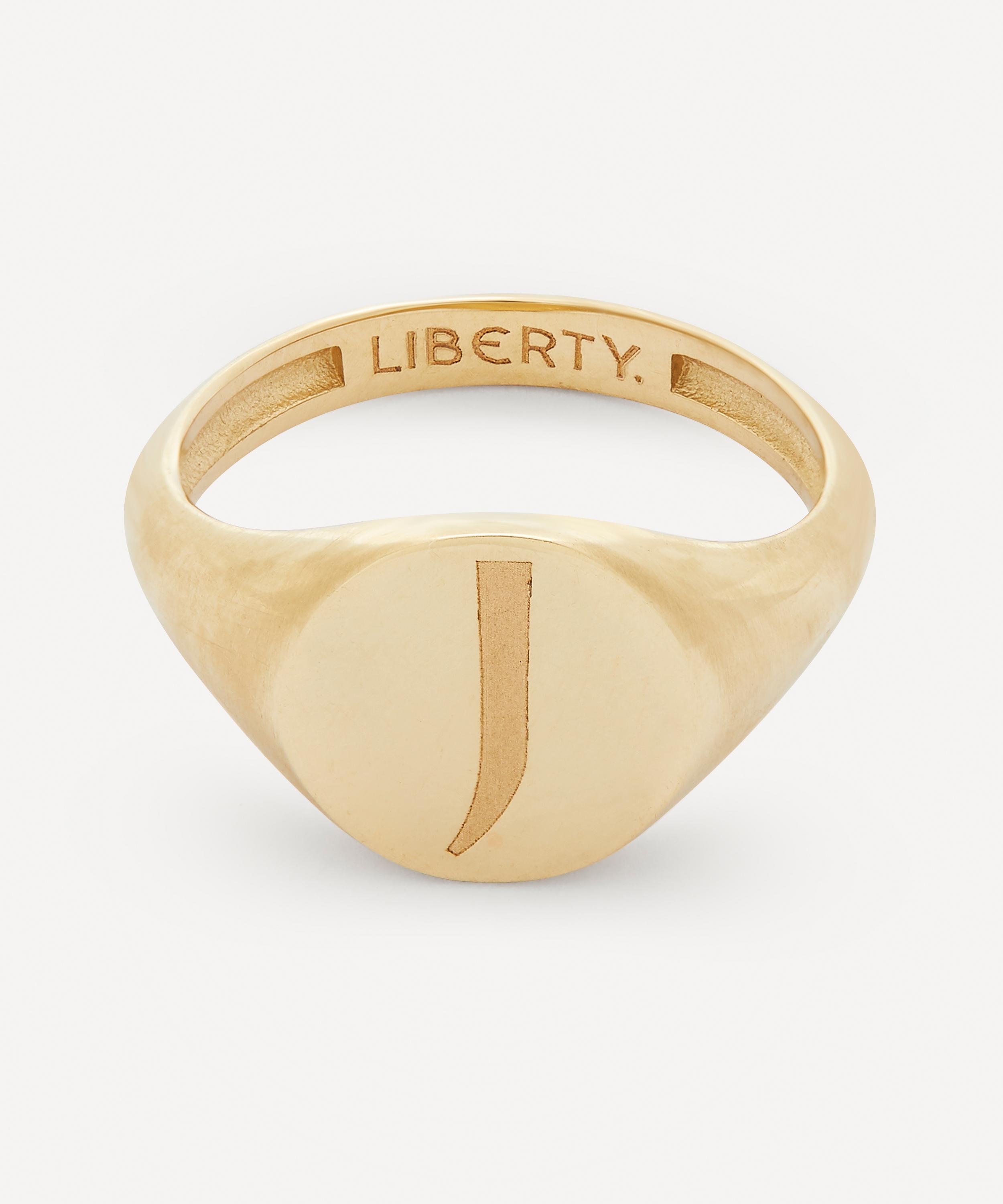 9ct Gold Initial Liberty Signet Ring - J 45 Luxury Christmas Gift / Present