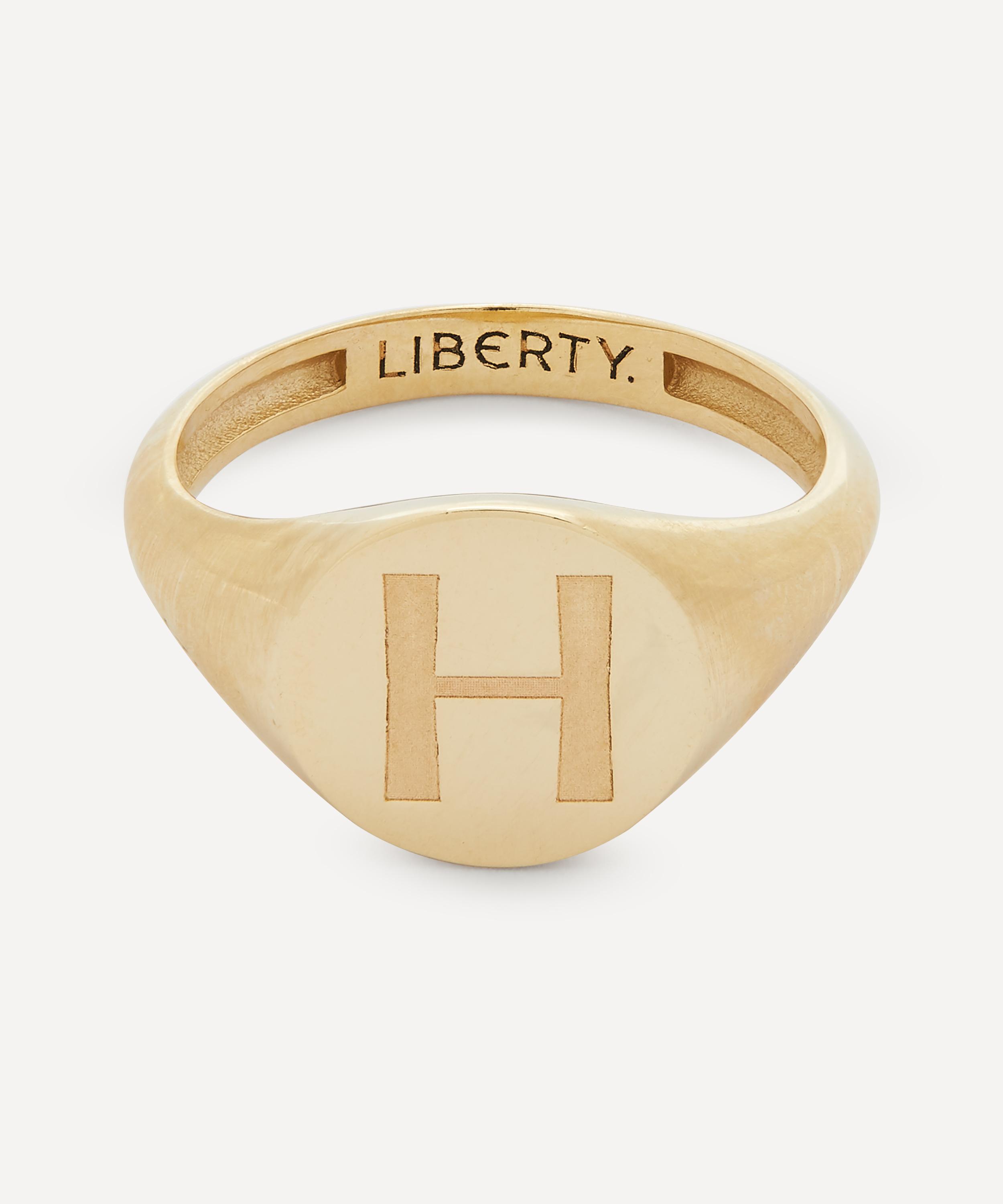 9ct Gold Initial Liberty Signet Ring - H 51 Luxury