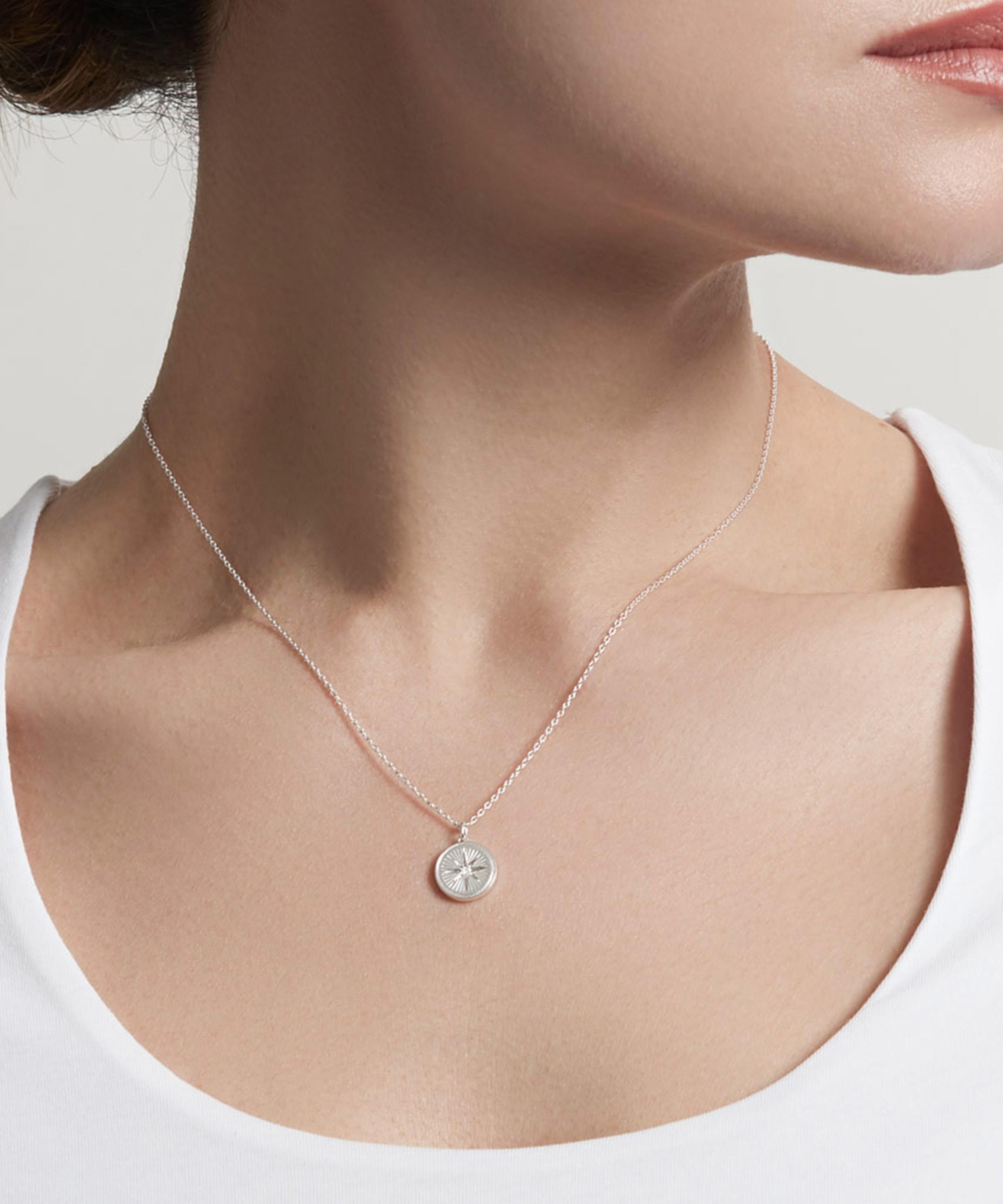 Shop Astley Clarke Celestial Compass White Sapphire Pendant Necklace In Silver