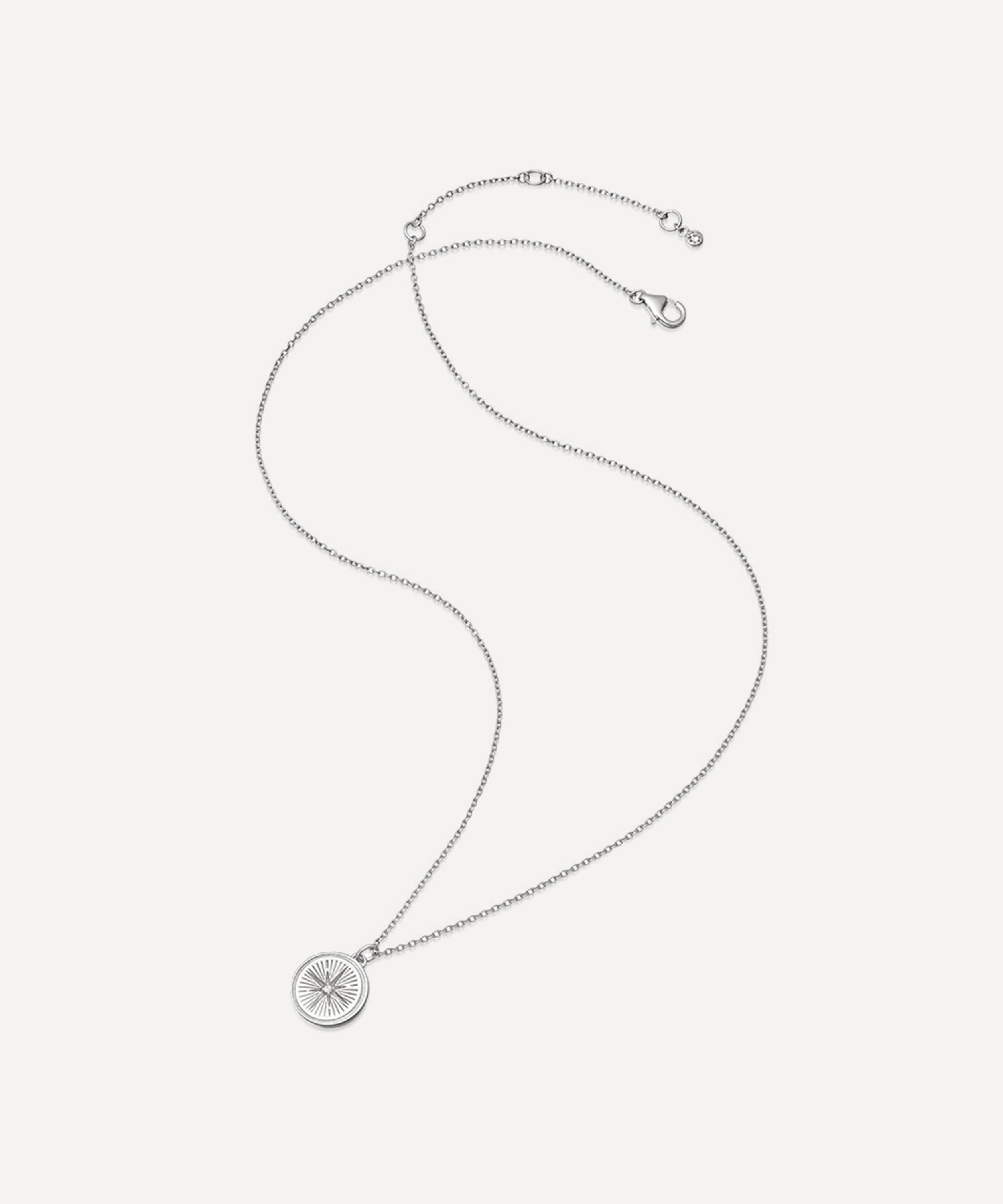 Shop Astley Clarke Celestial Compass White Sapphire Pendant Necklace In Silver