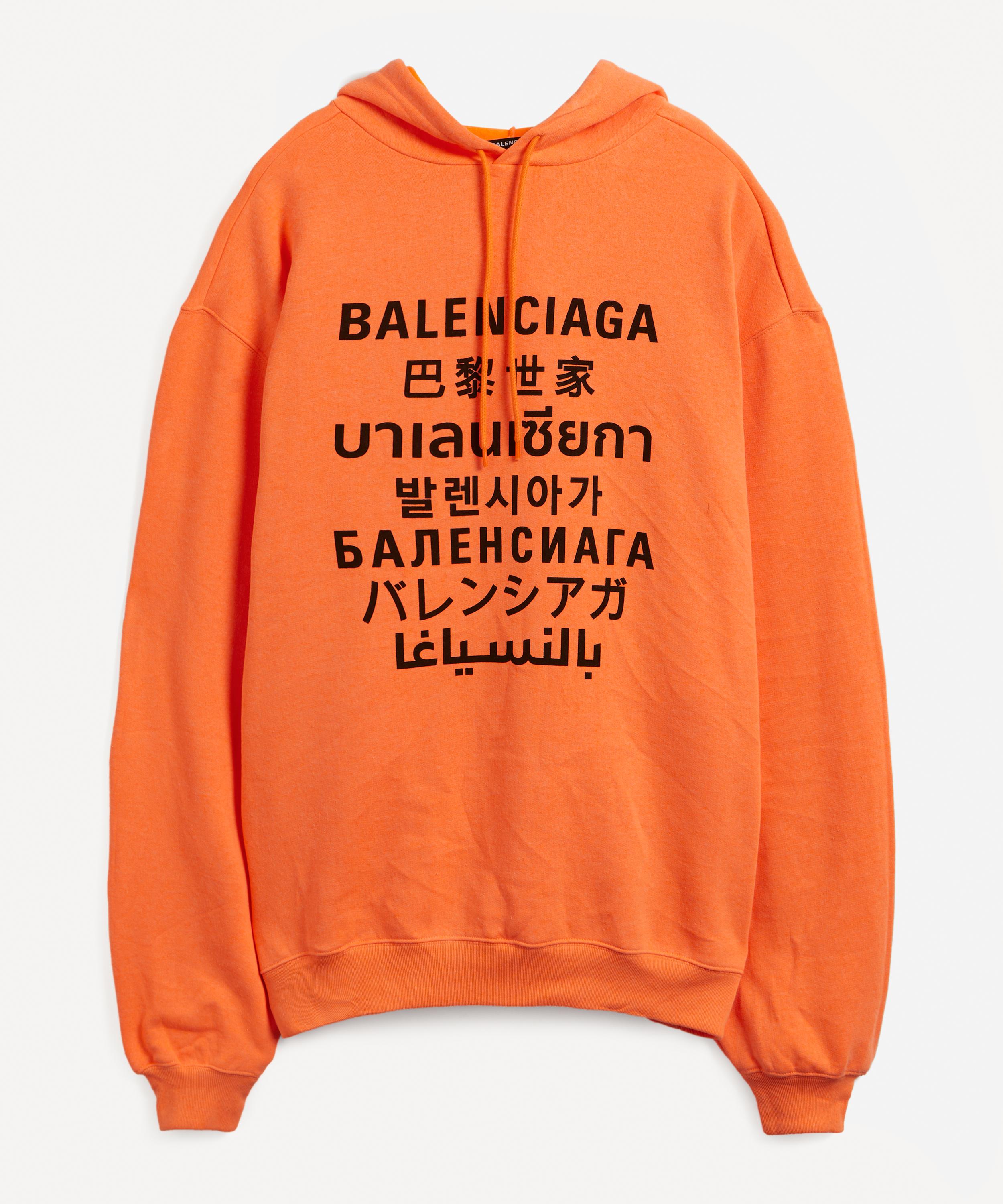 Balenciaga Orange 'hi My Name Is' Hoodie In Orange