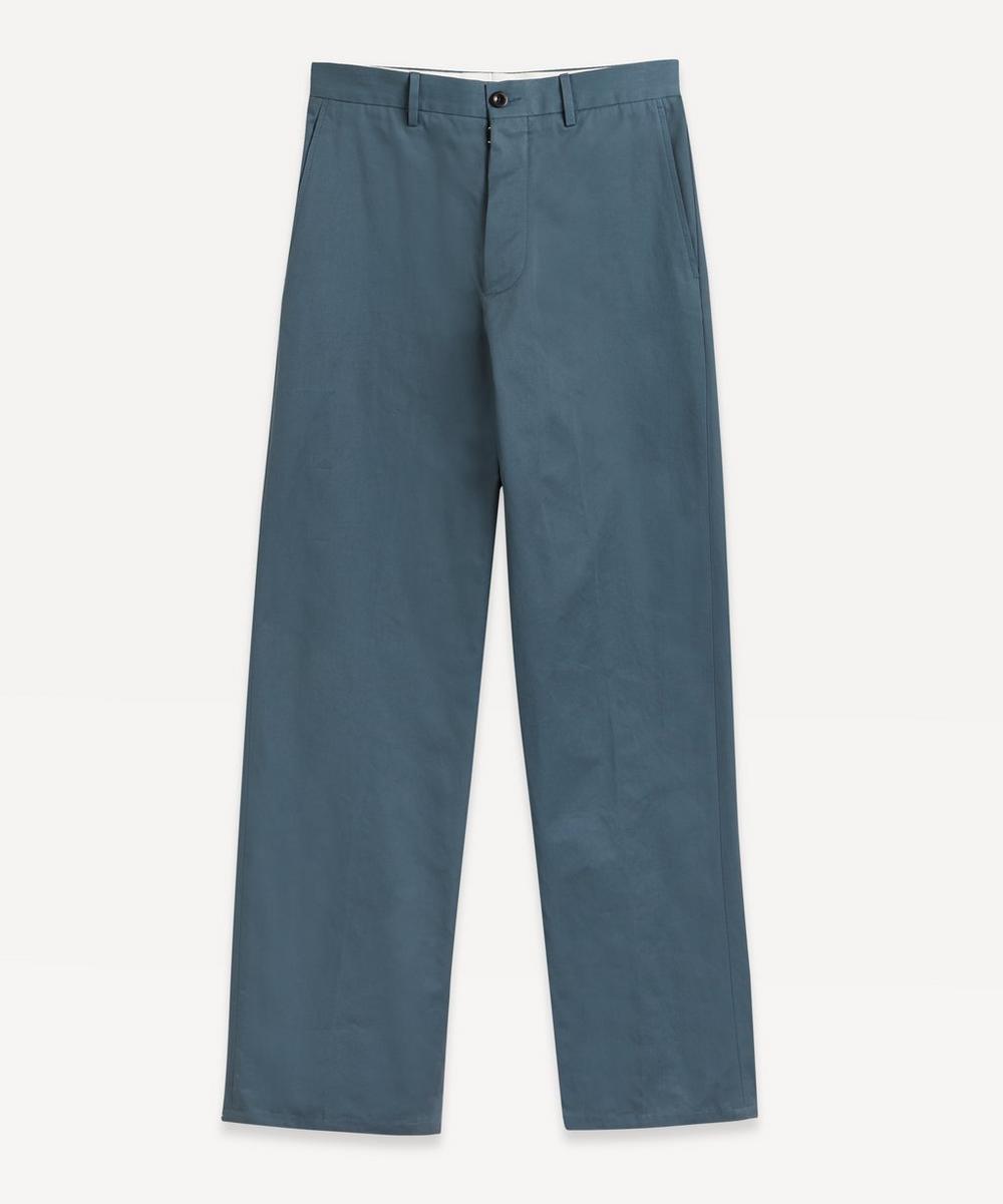 Maison Margiela Slim Cotton Trousers In Steel Blue