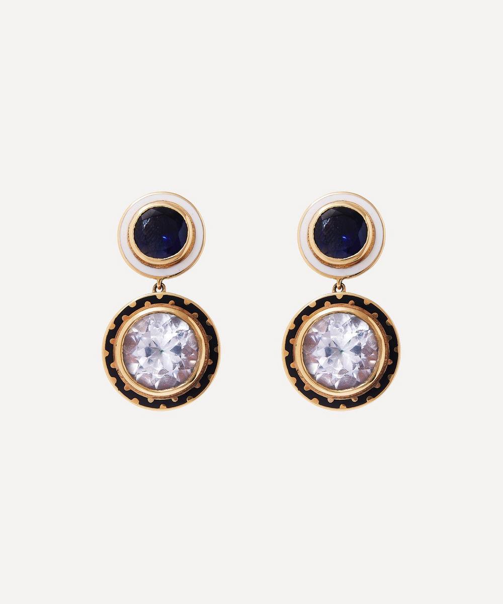 ALICE CICOLINI GOLD CANDY LACQUER IOLITE AND WHITE TOPAZ SAMARKAND DAY DROP EARRINGS,000720898