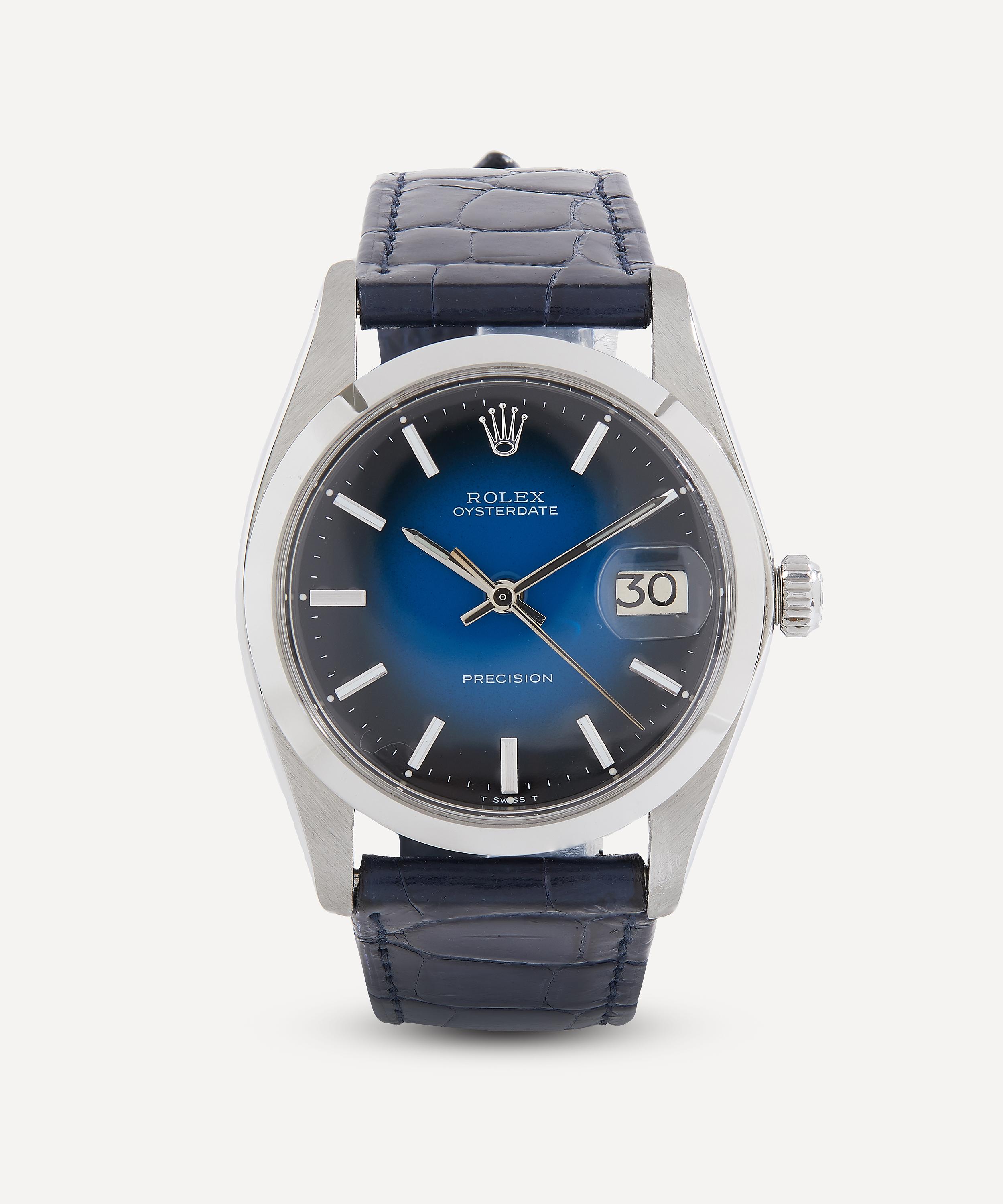 Designer Vintage 1970s Rolex Oysterdate Precision White Metal Watch In Black