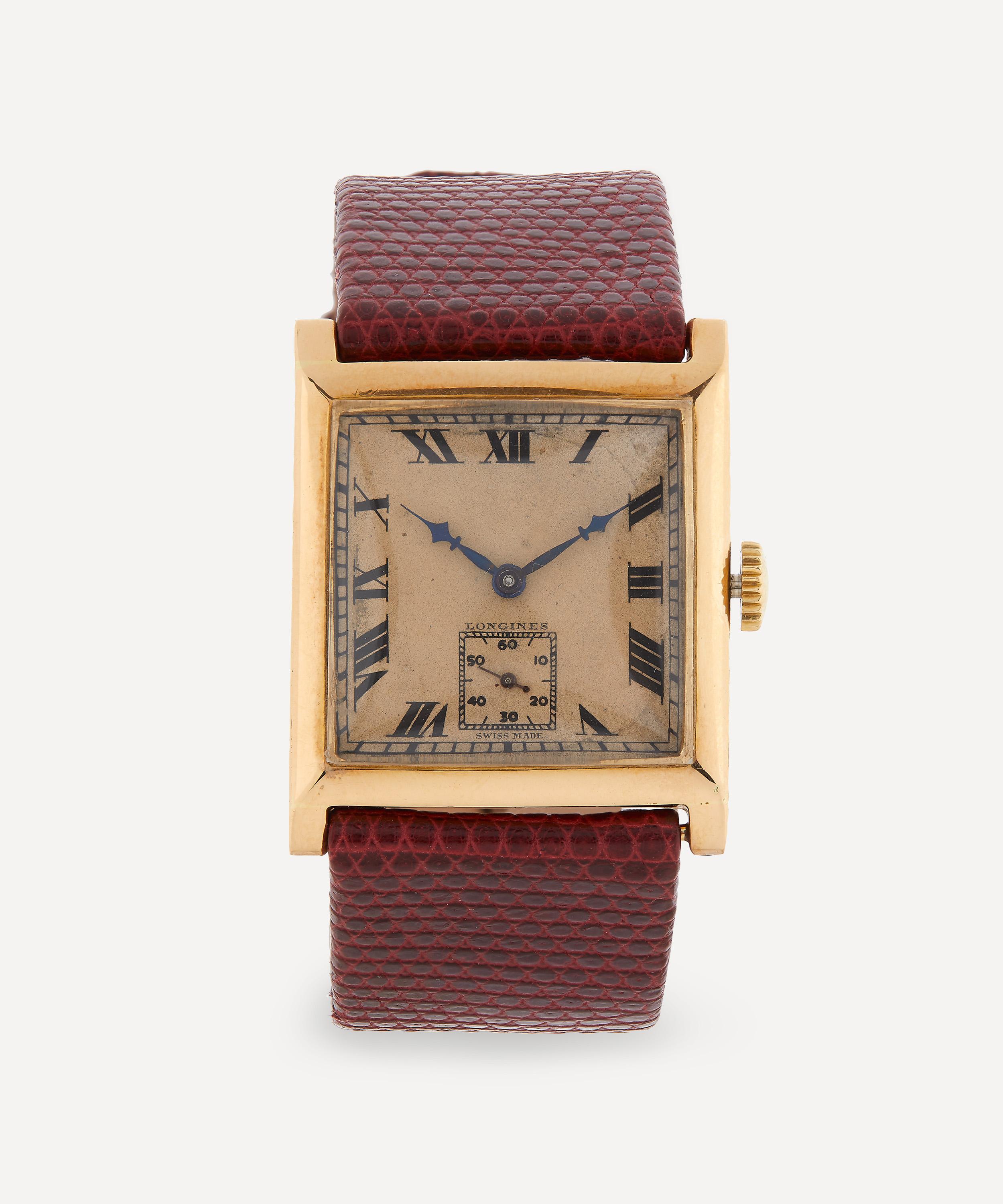Shop Designer Vintage Mens 1930s Longines 18ct Gold Watch In Brown