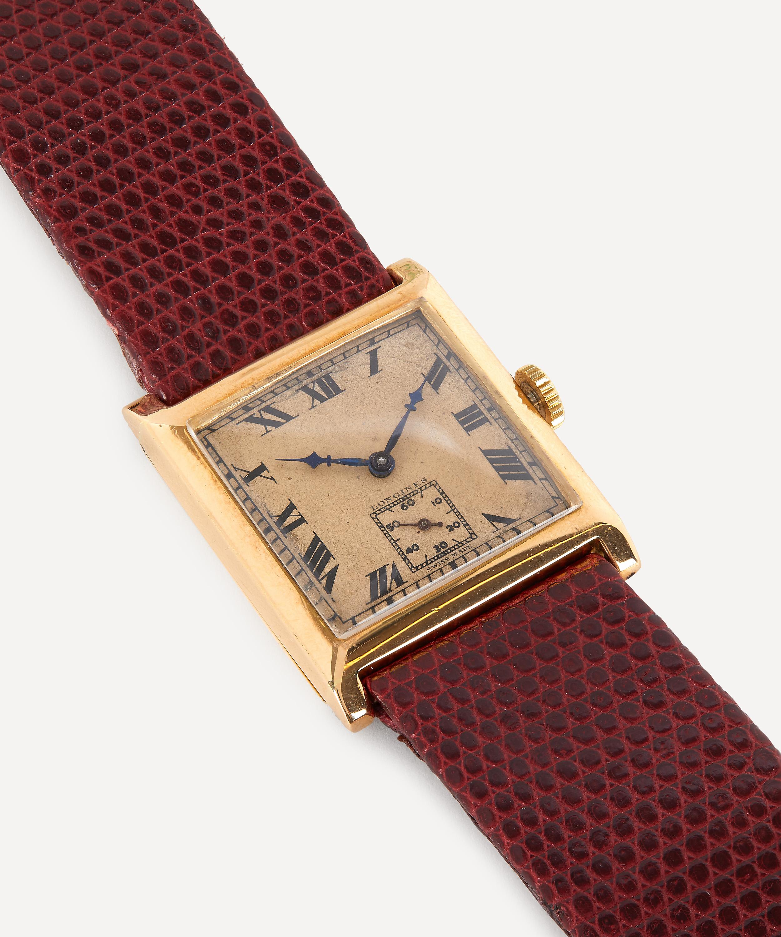 Shop Designer Vintage Mens 1930s Longines 18ct Gold Watch In Brown