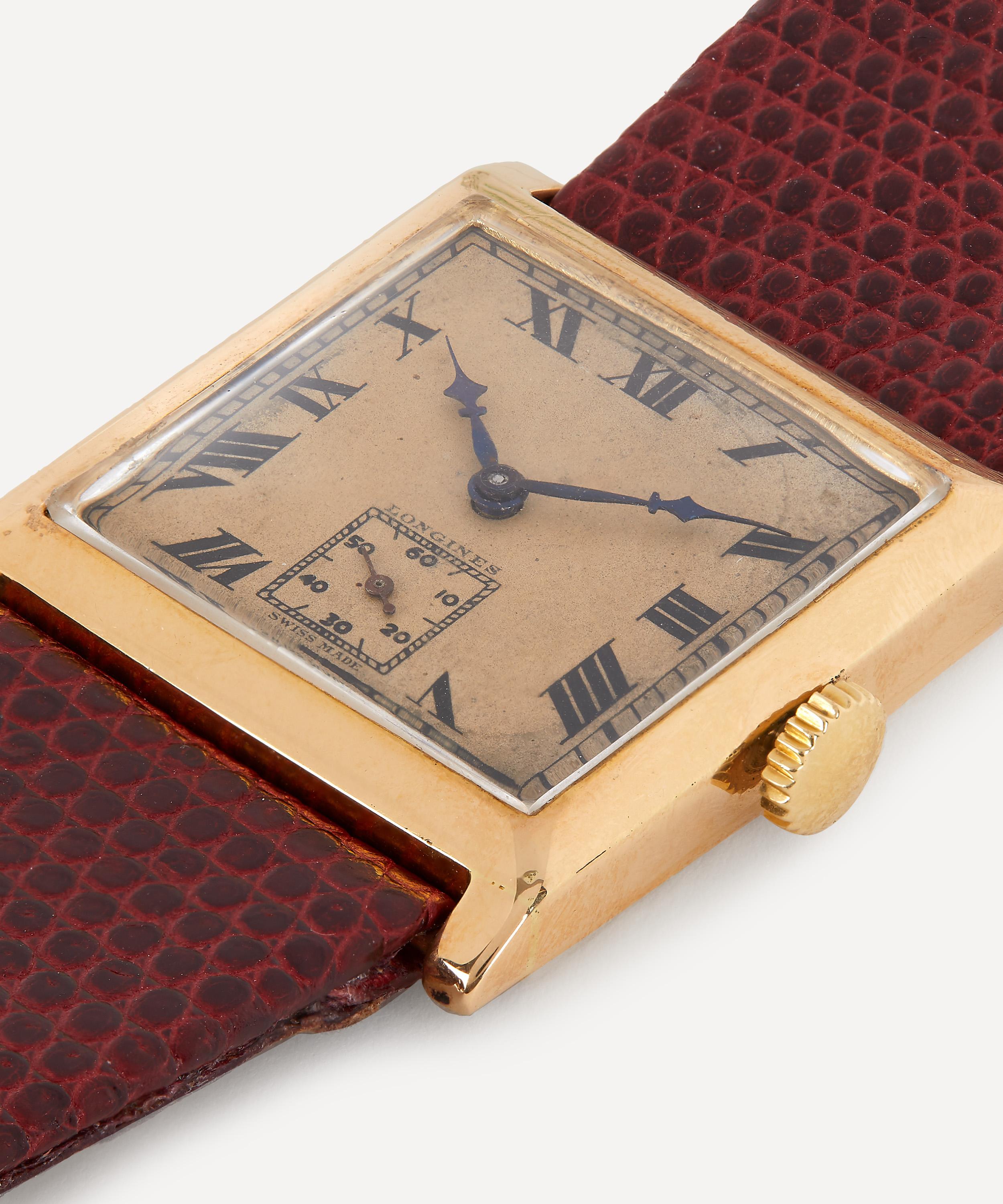 Shop Designer Vintage Mens 1930s Longines 18ct Gold Watch In Brown