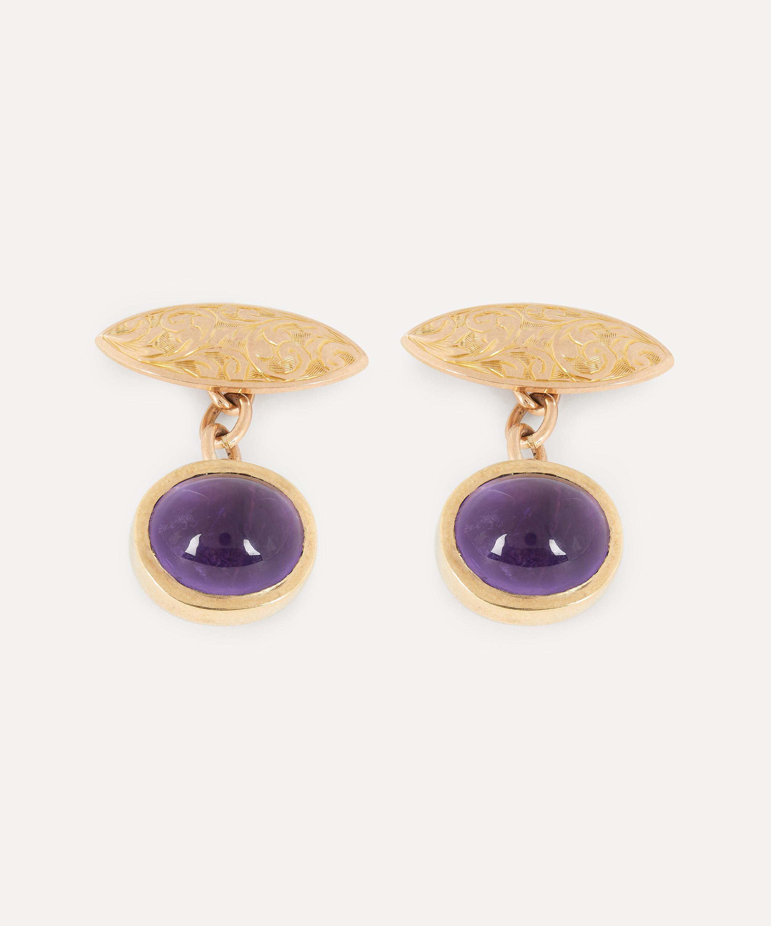Shop Designer Vintage Mens Edwardian 9ct Gold And Amethyst Cufflinks