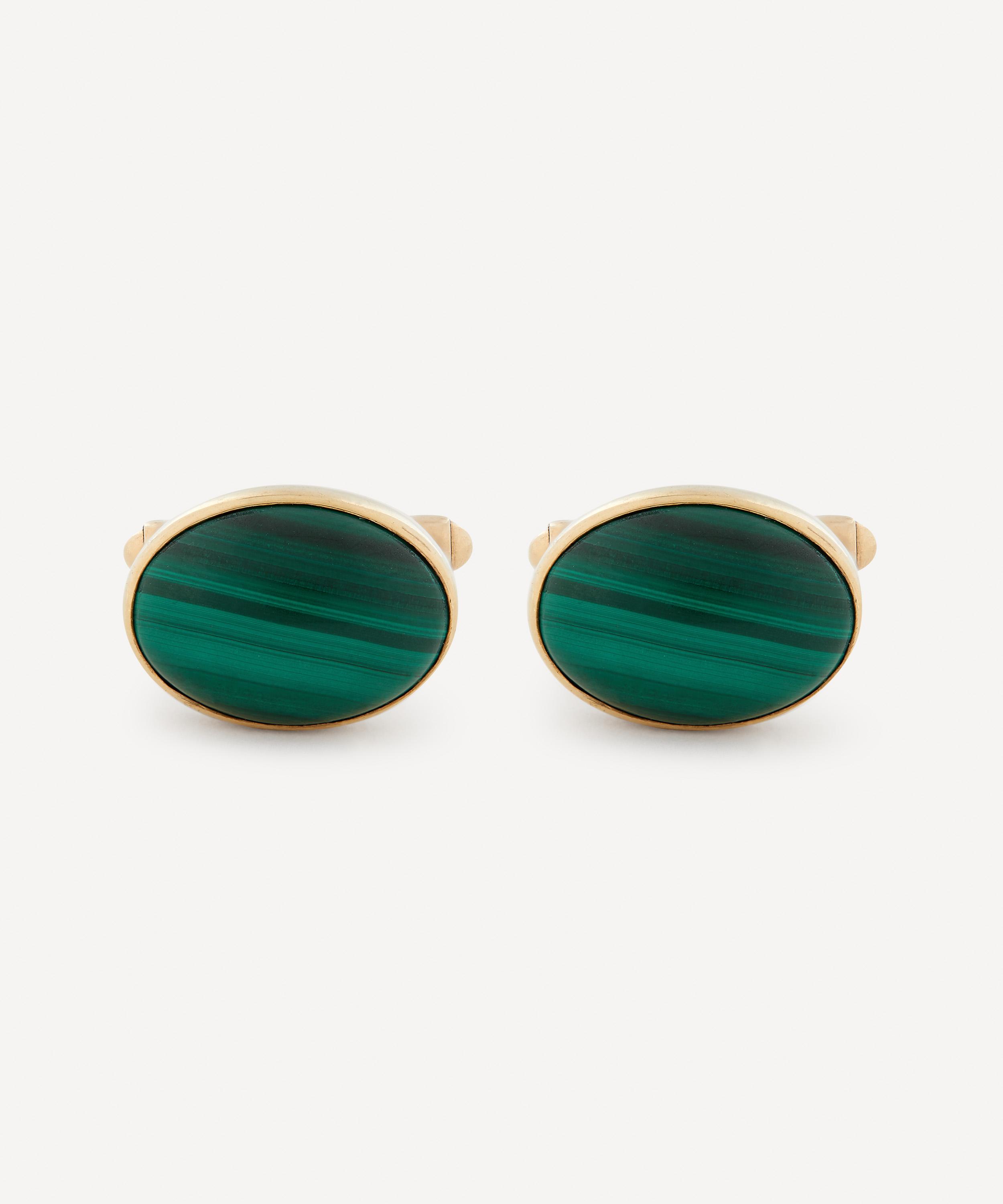 Shop Designer Vintage Mens 1990s 9ct Gold And Malachite Cufflinks