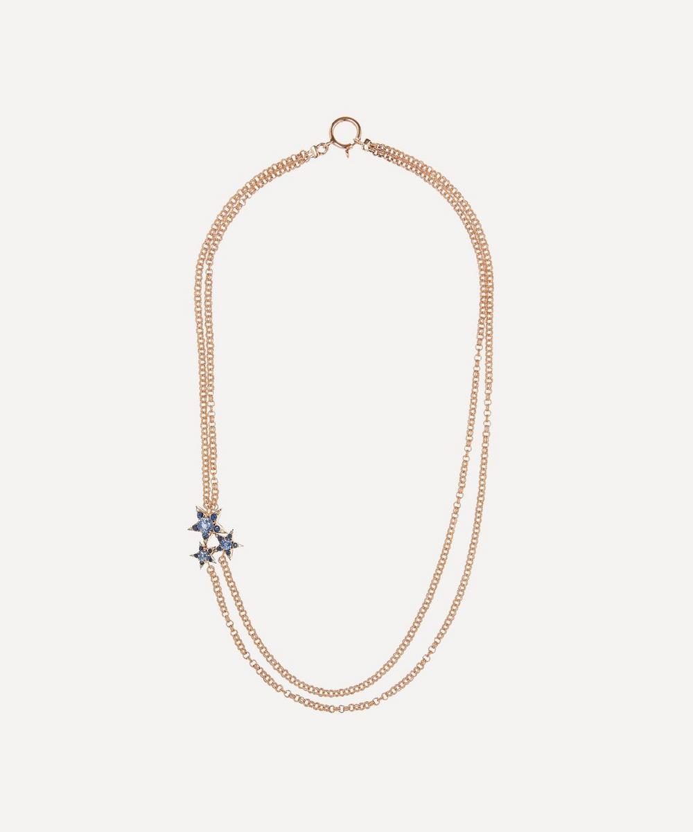 Selim Mouzannar 18ct Rose Gold Istanbul Blue Sapphire And Diamond Star Cluster Necklace