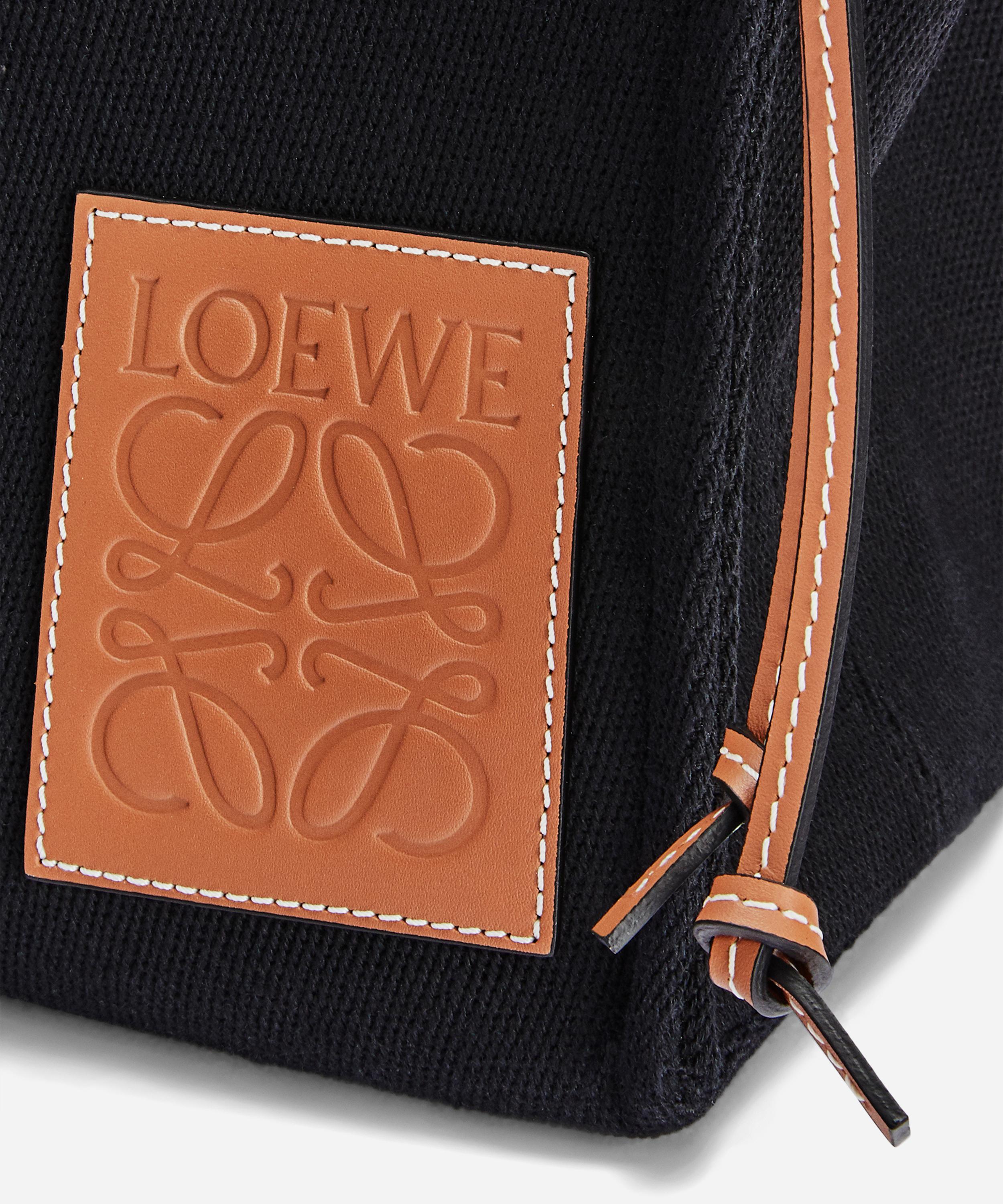 Shop Loewe Women's Cushion Leather And Canvas Tote Bag In Black/tan