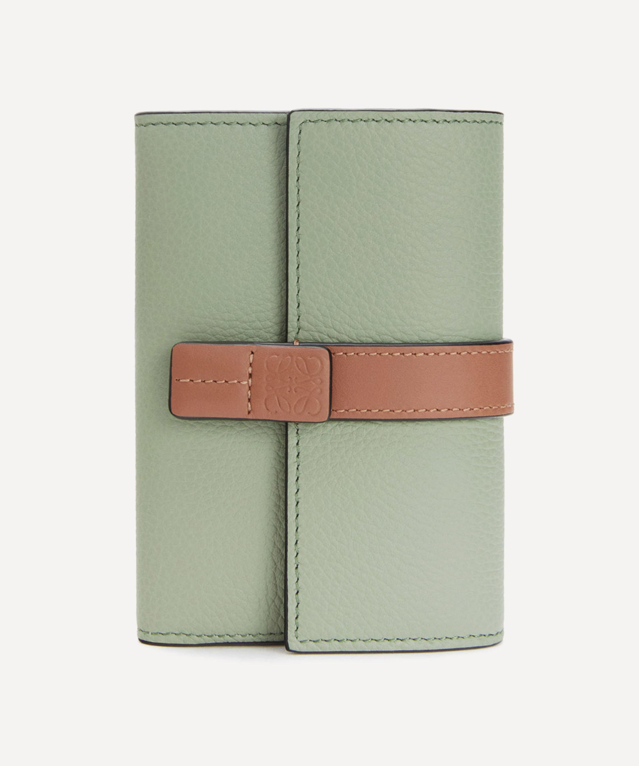 Loewe Women's Small Vertical Leather Wallet In Rosemary/tan