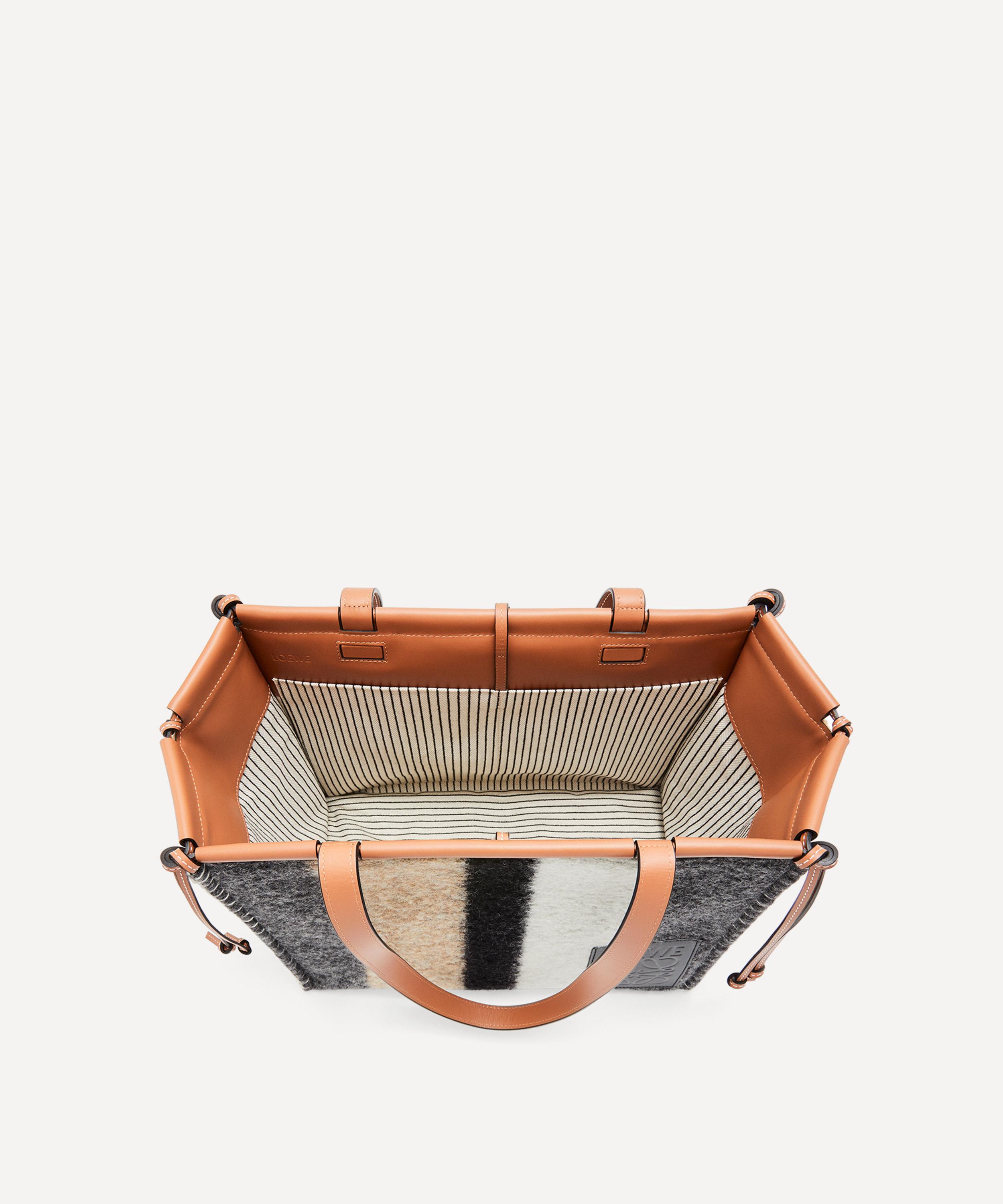Loewe Cushion Striped Felt And Leather Tote Bag In Grey/black
