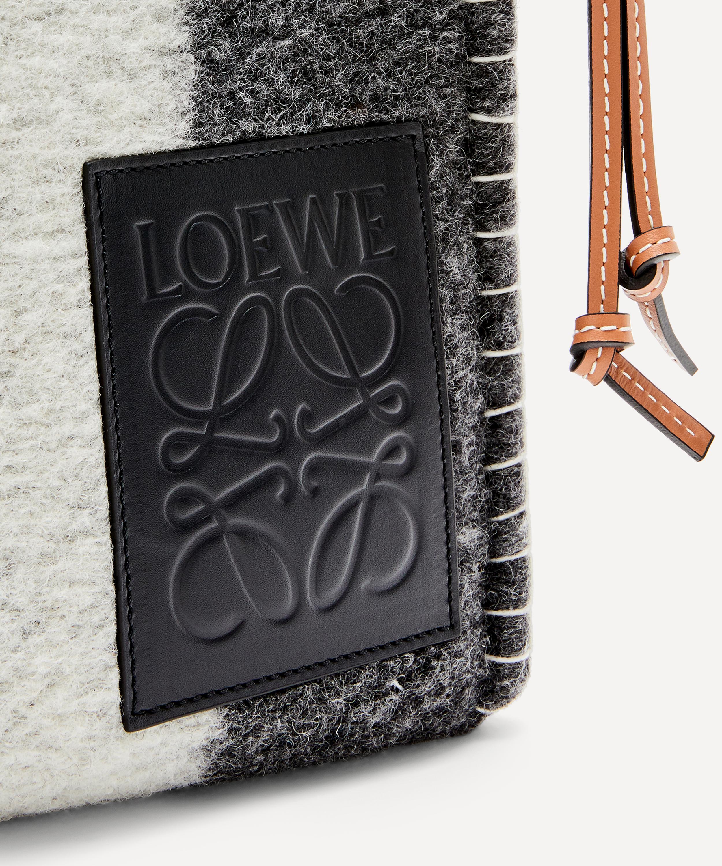 Loewe Cushion Striped Felt And Leather Tote Bag In Grey/black