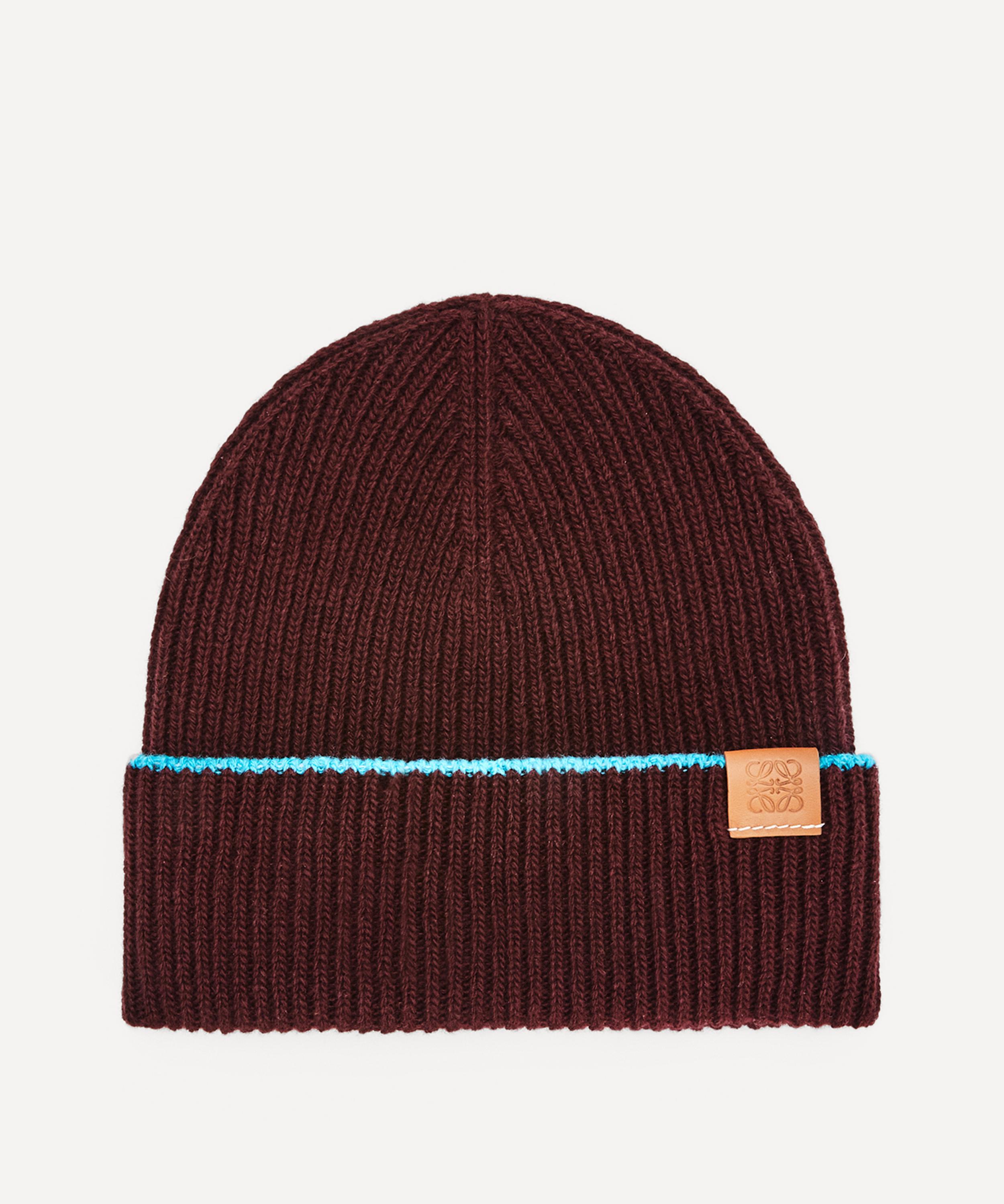 Loewe Knitted Wool Beanie Hat In Bordeaux