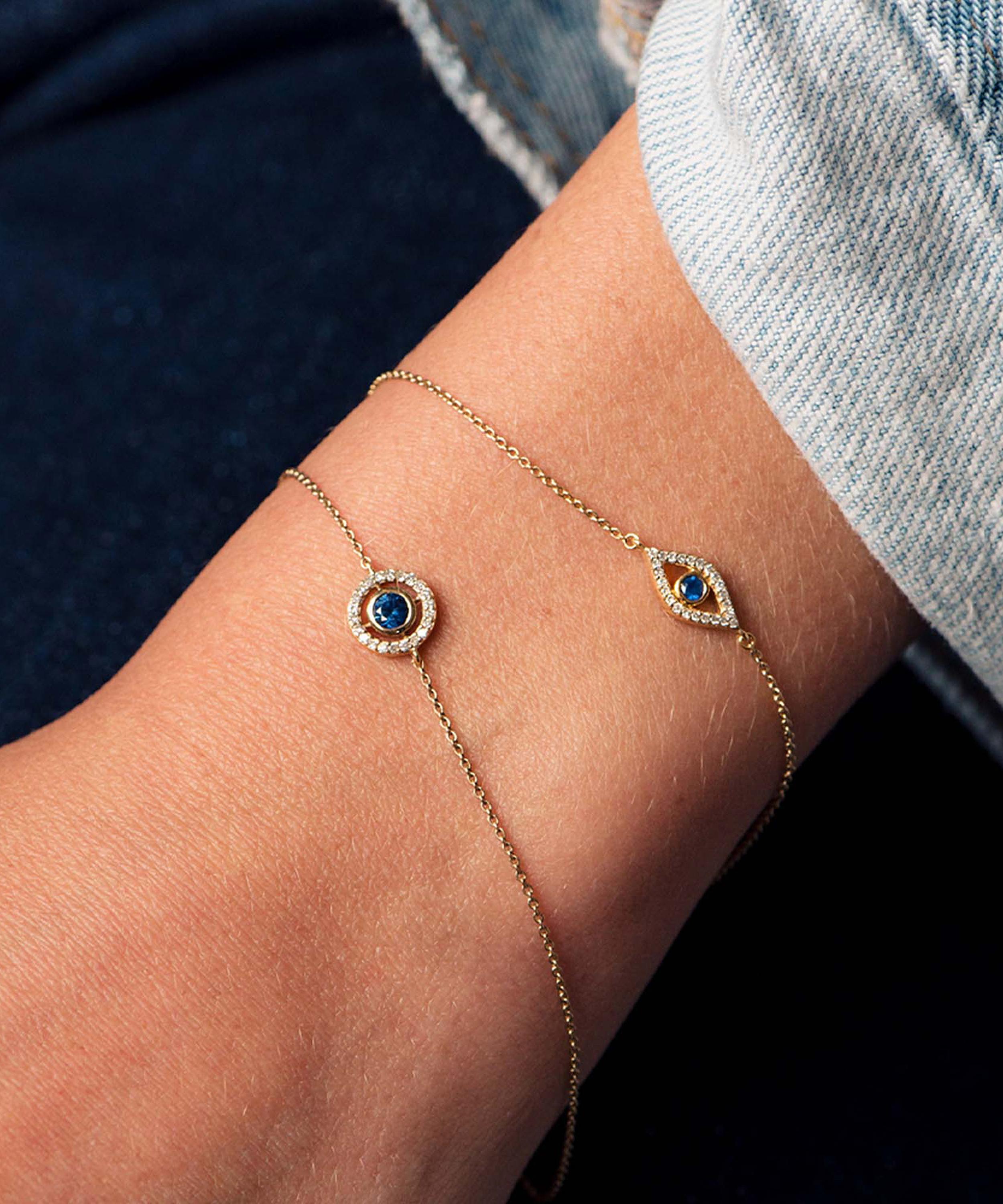 Astley Clarke 14ct Gold Mini Icon Aura Blue Sapphire And Diamond Bracelet In Gold