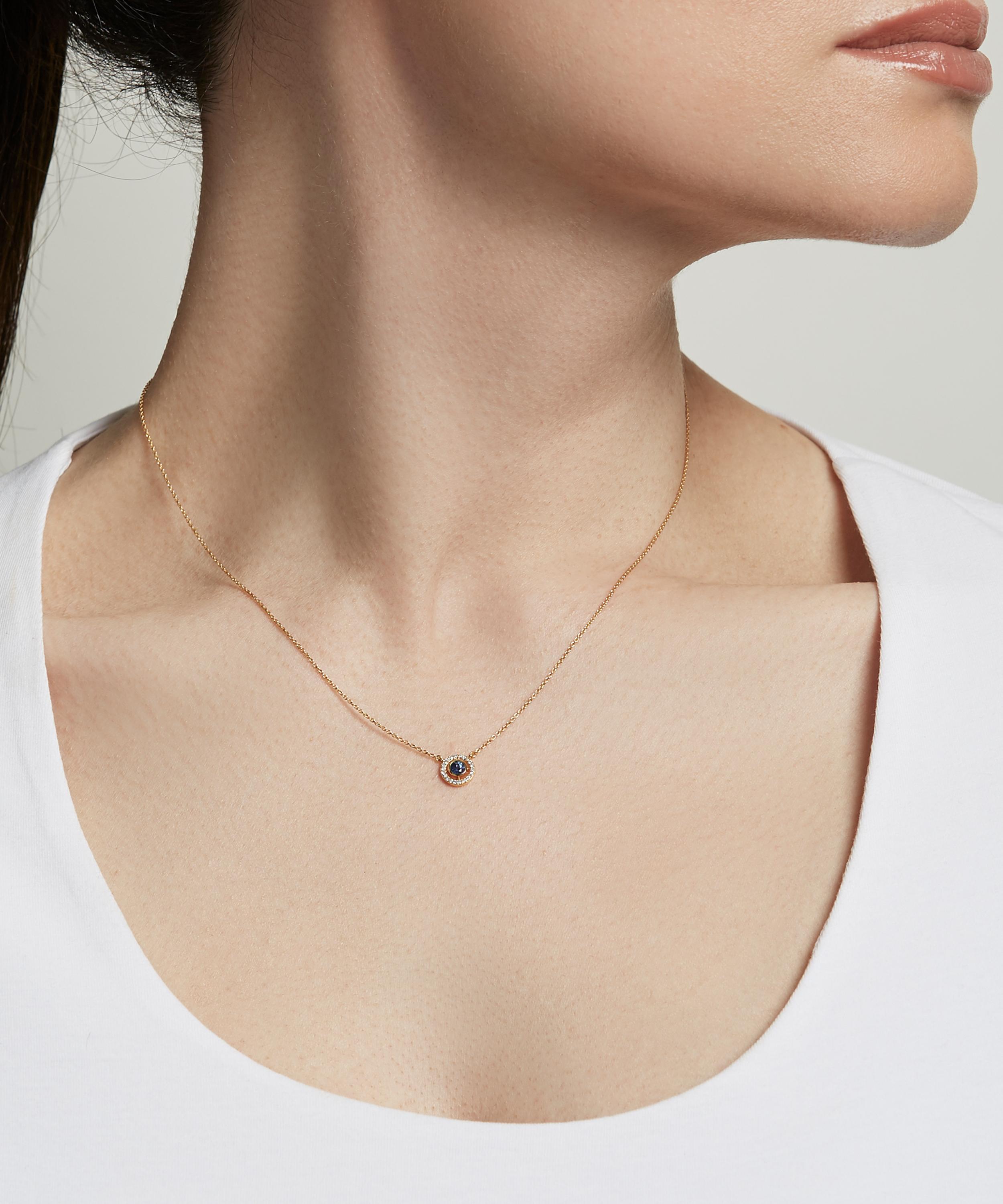 ASTLEY CLARKE ASTLEY CLARKE 14CT GOLD MINI ICON AURA BLUE SAPPHIRE AND DIAMOND PENDANT NECKLACE 000721841