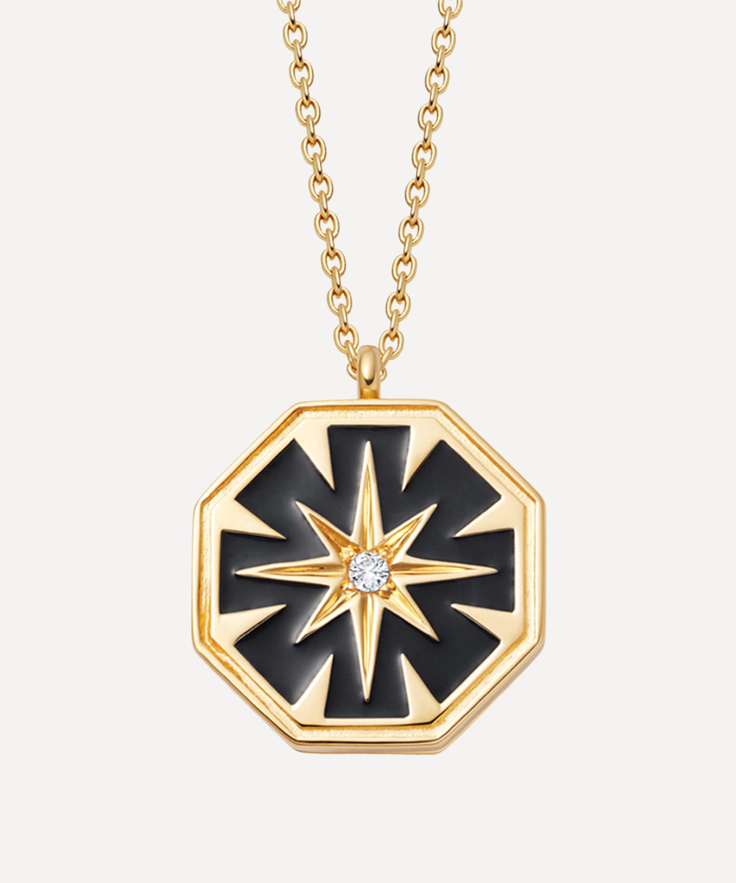 ASTLEY CLARKE ASTLEY CLARKE GOLD PLATED VERMEIL SILVER CELESTIAL BLACK ENAMEL DIAL LOCKET NECKLACE 000721892