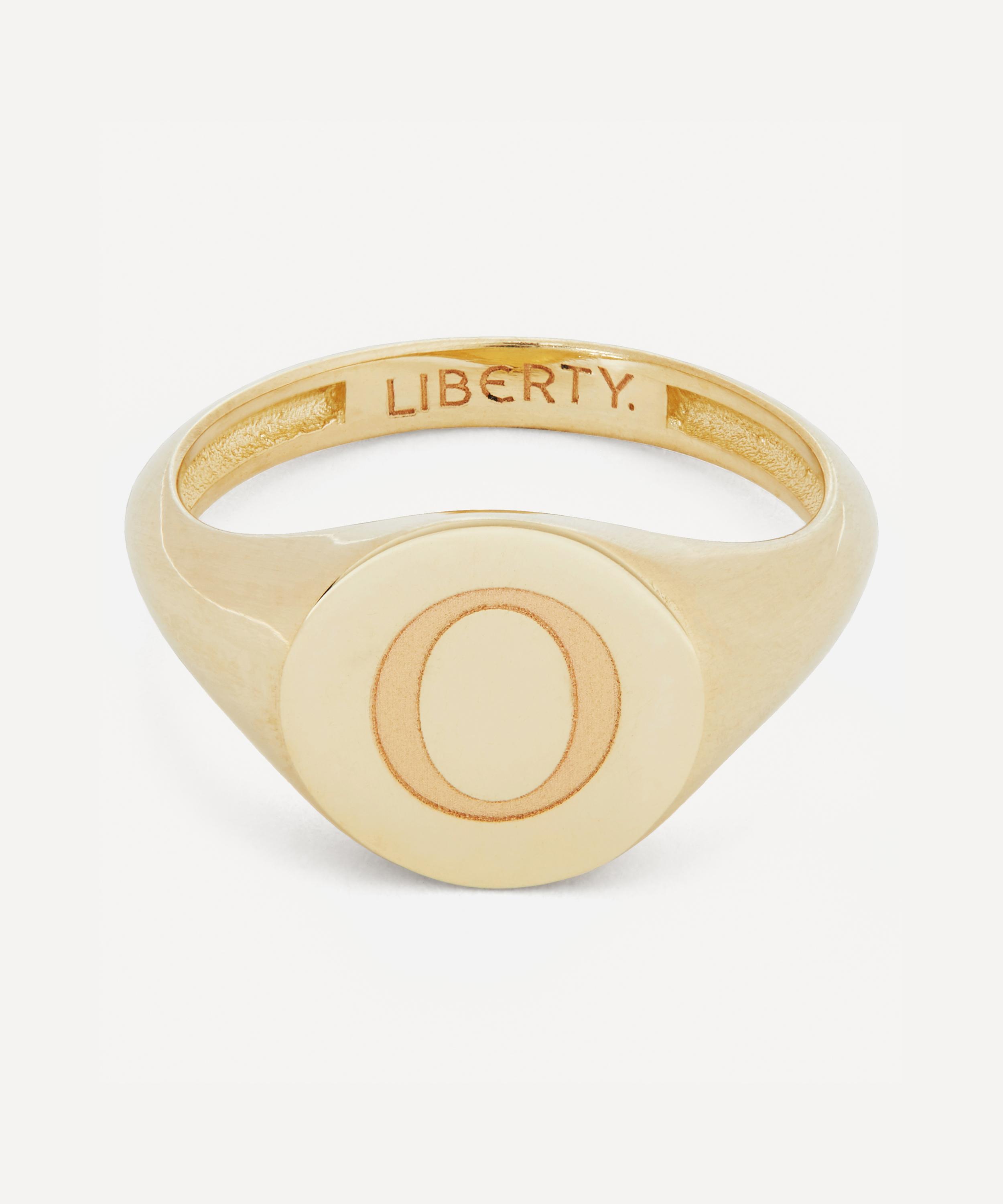 9ct Gold Initial Liberty Signet Ring - O 51 Luxury Christmas Gift / Present