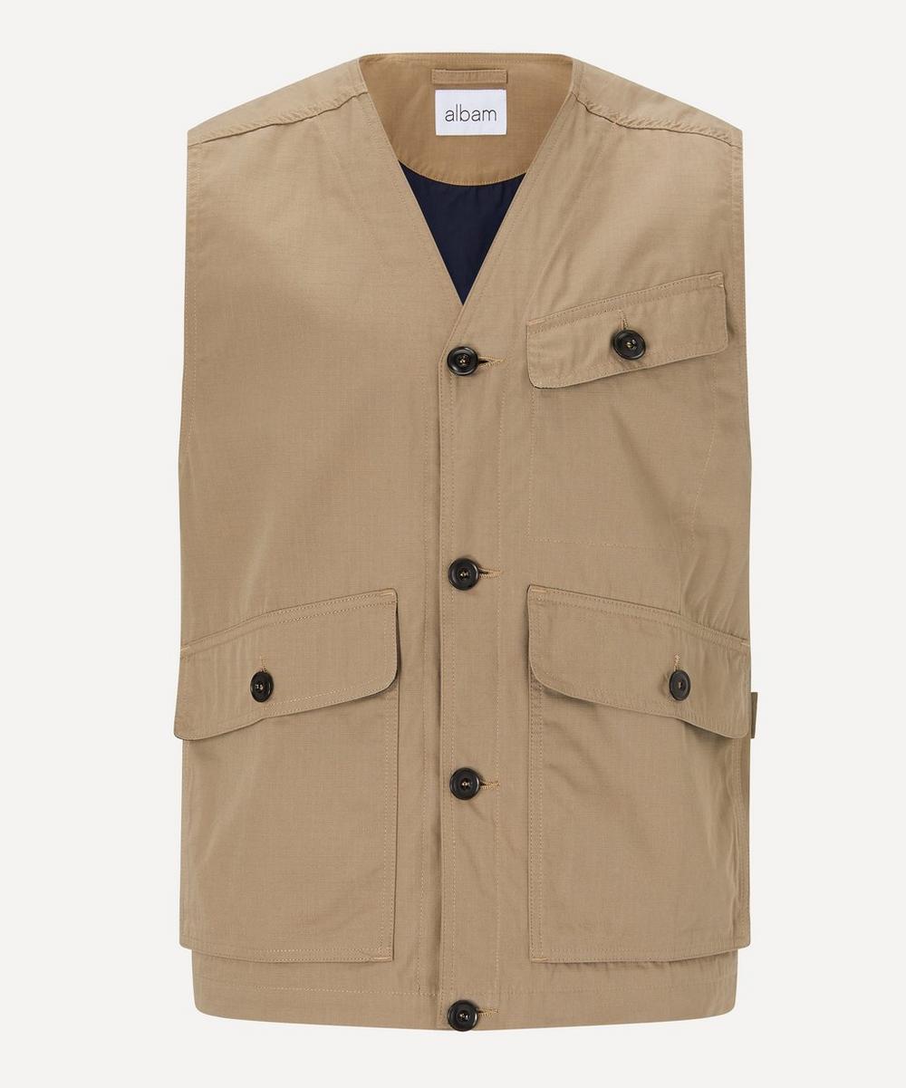 Albam Flight Cotton-ripstop Gilet In Taupe
