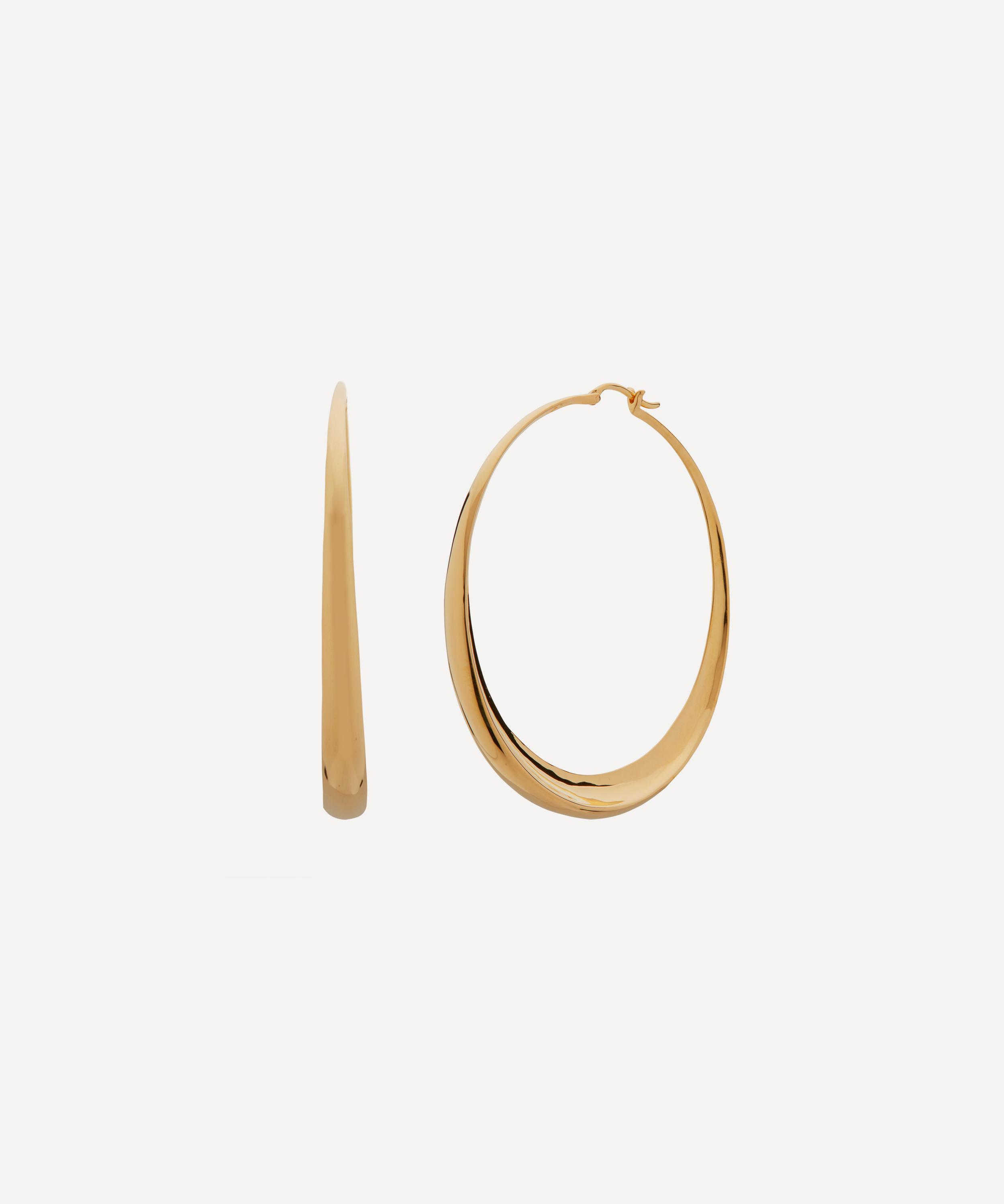 Monica Vinader Deia Chamfered 18ct Gold-plated Vermeil Silver Hoop Earrings In Gold