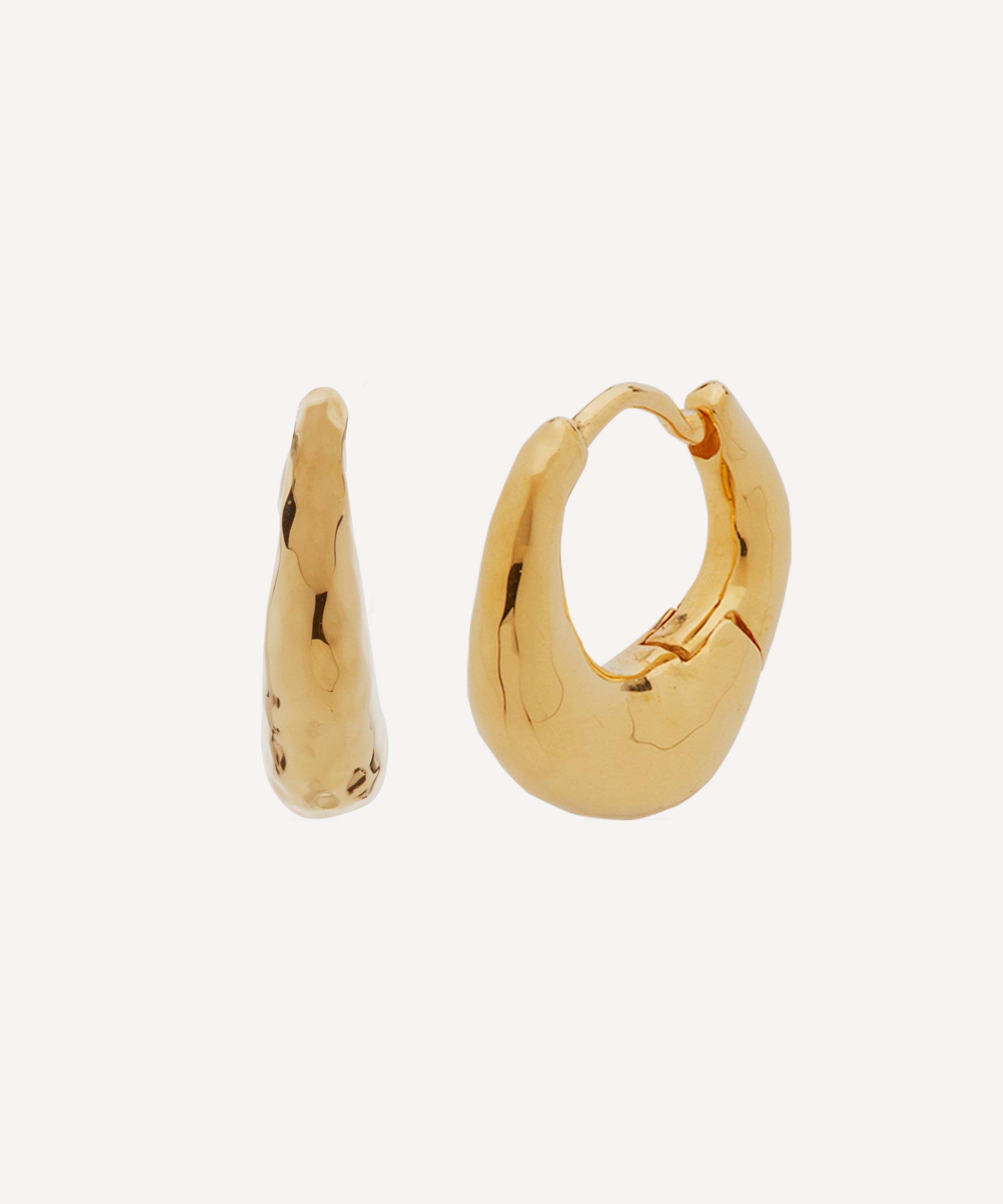 Monica Vinader Gold Plated Vermeil Silver Deia Huggie Hoop Earrings In Gold