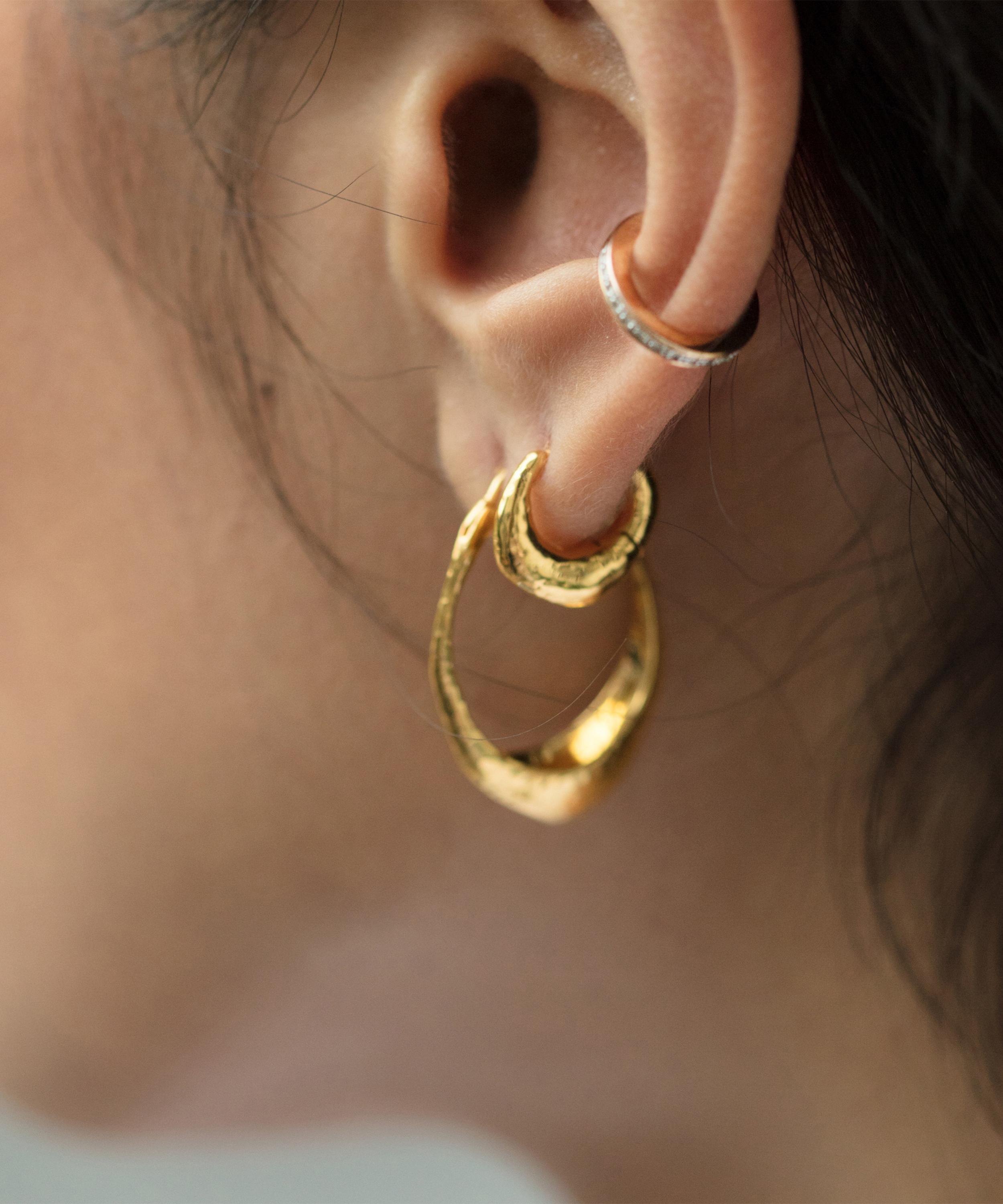 Monica Vinader Gold Plated Vermeil Silver Deia Huggie Hoop Earrings In Gold