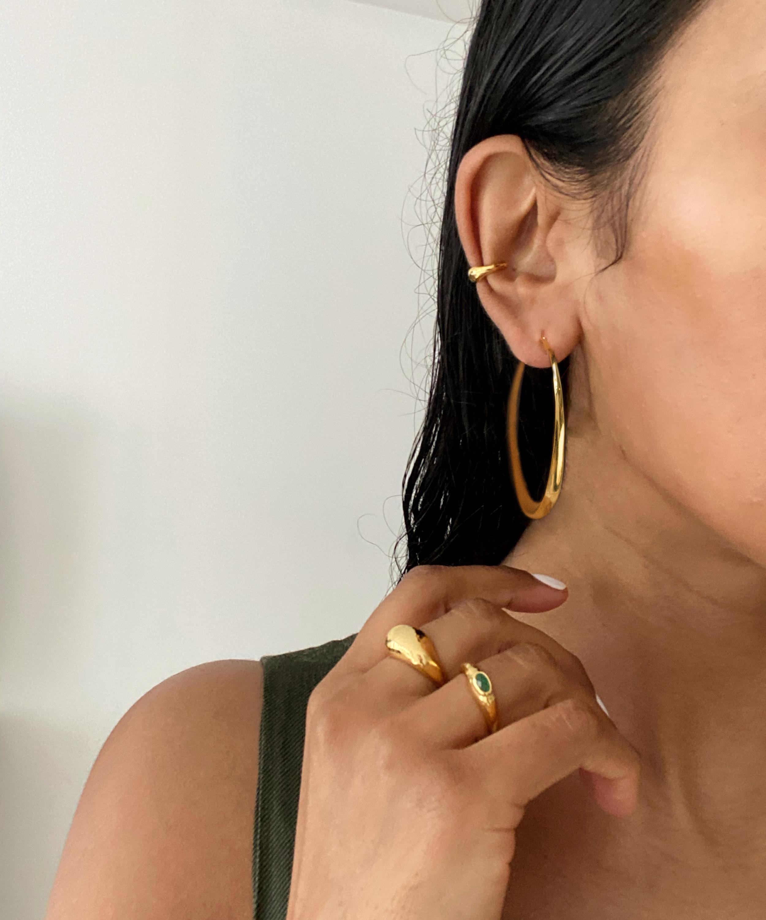 Monica Vinader Gold Plated Vermeil Silver Deia Green Onyx Ring In Gold