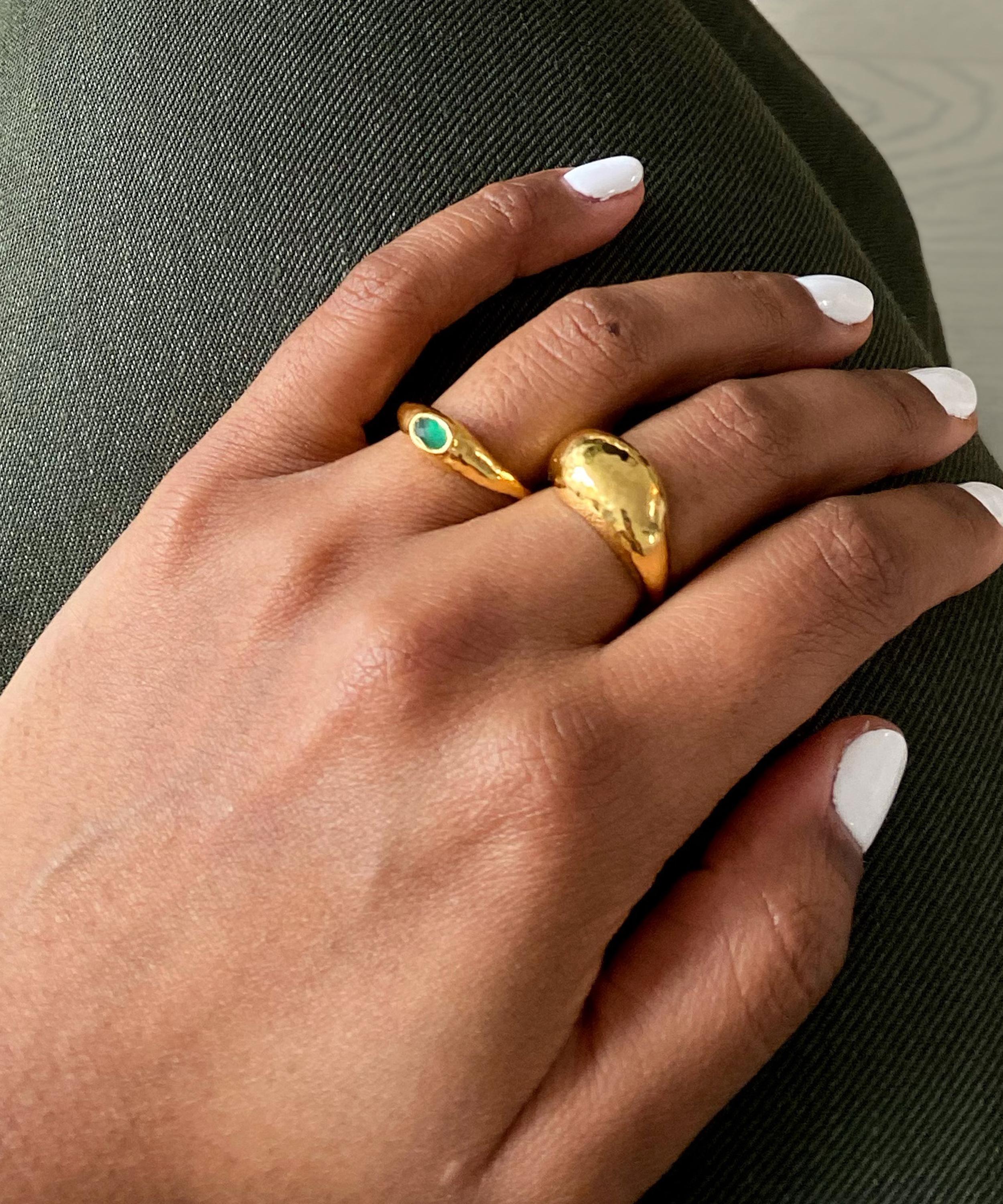 Monica Vinader Gold Plated Vermeil Silver Deia Green Onyx Ring In Gold