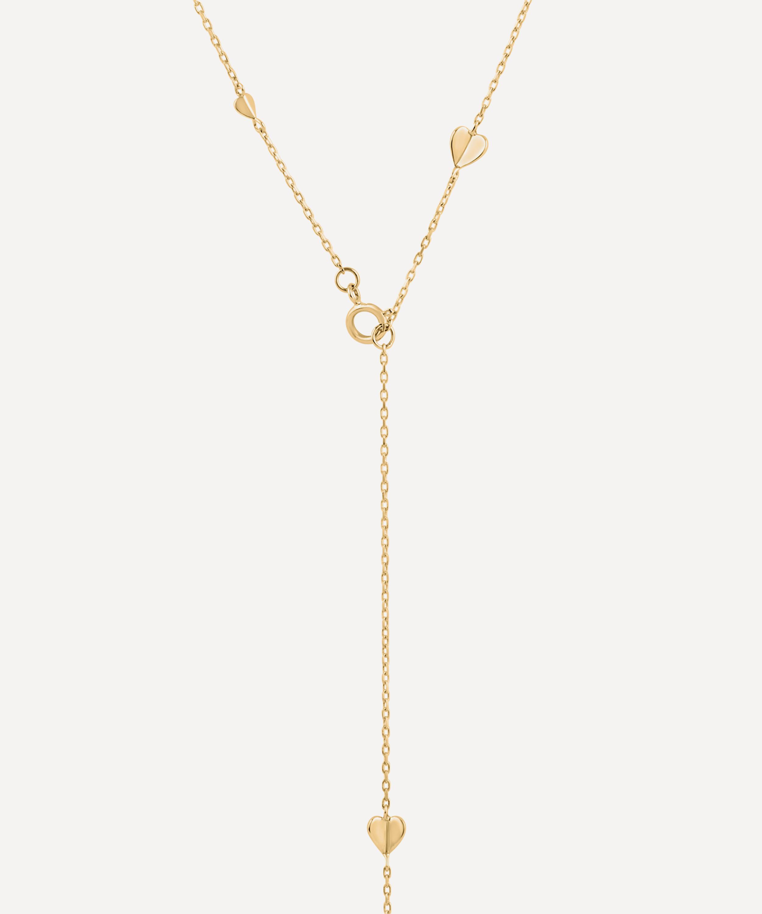 10ct Gold Bijou Folded Heart Lariat Necklace Liberty