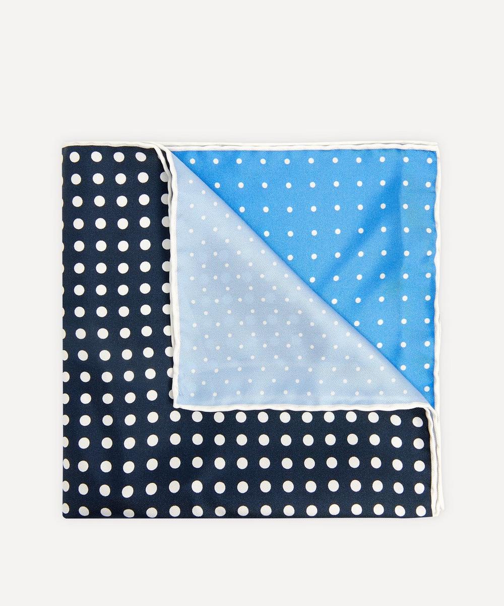 Lanvin Polka-dot Panelled Silk Pocket Square In Blue