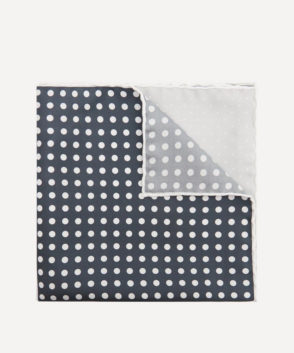 Lanvin Polka-dot Panelled Silk Pocket Square In Grey