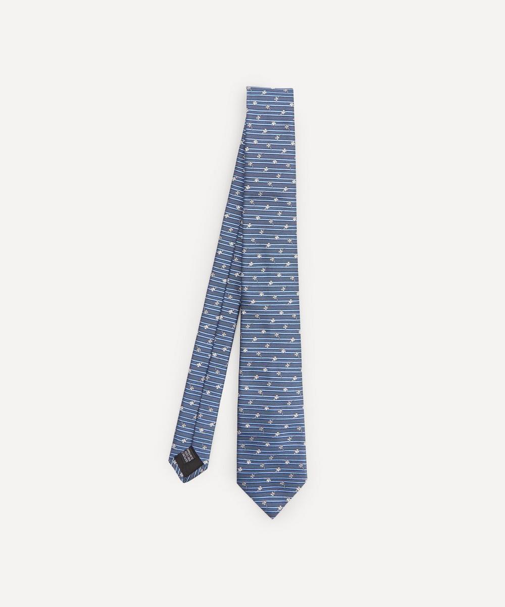 Lanvin Mini Flower Woven Silk Tie In Blue