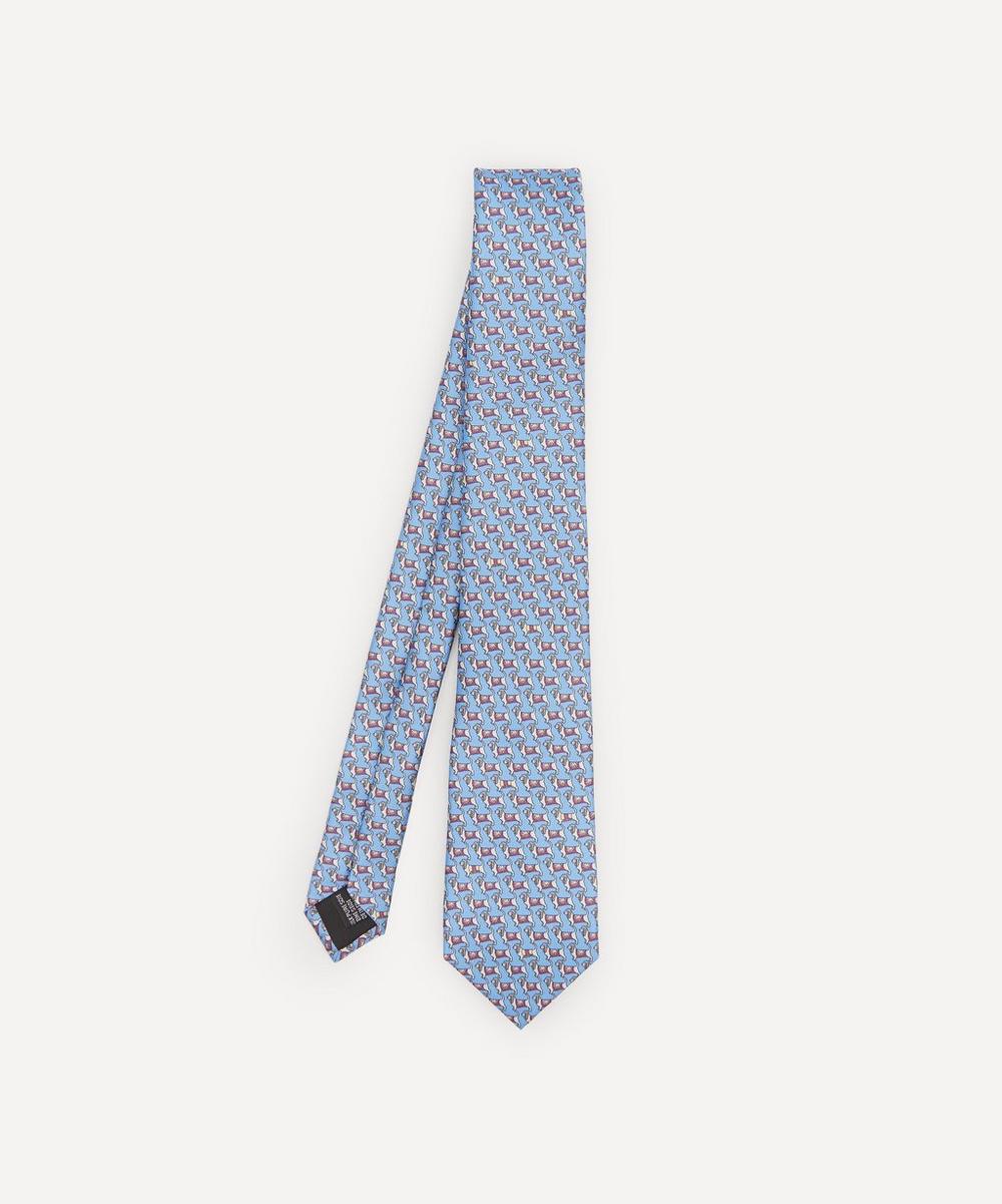 Lanvin Mini Dog Woven Silk Tie In Blue
