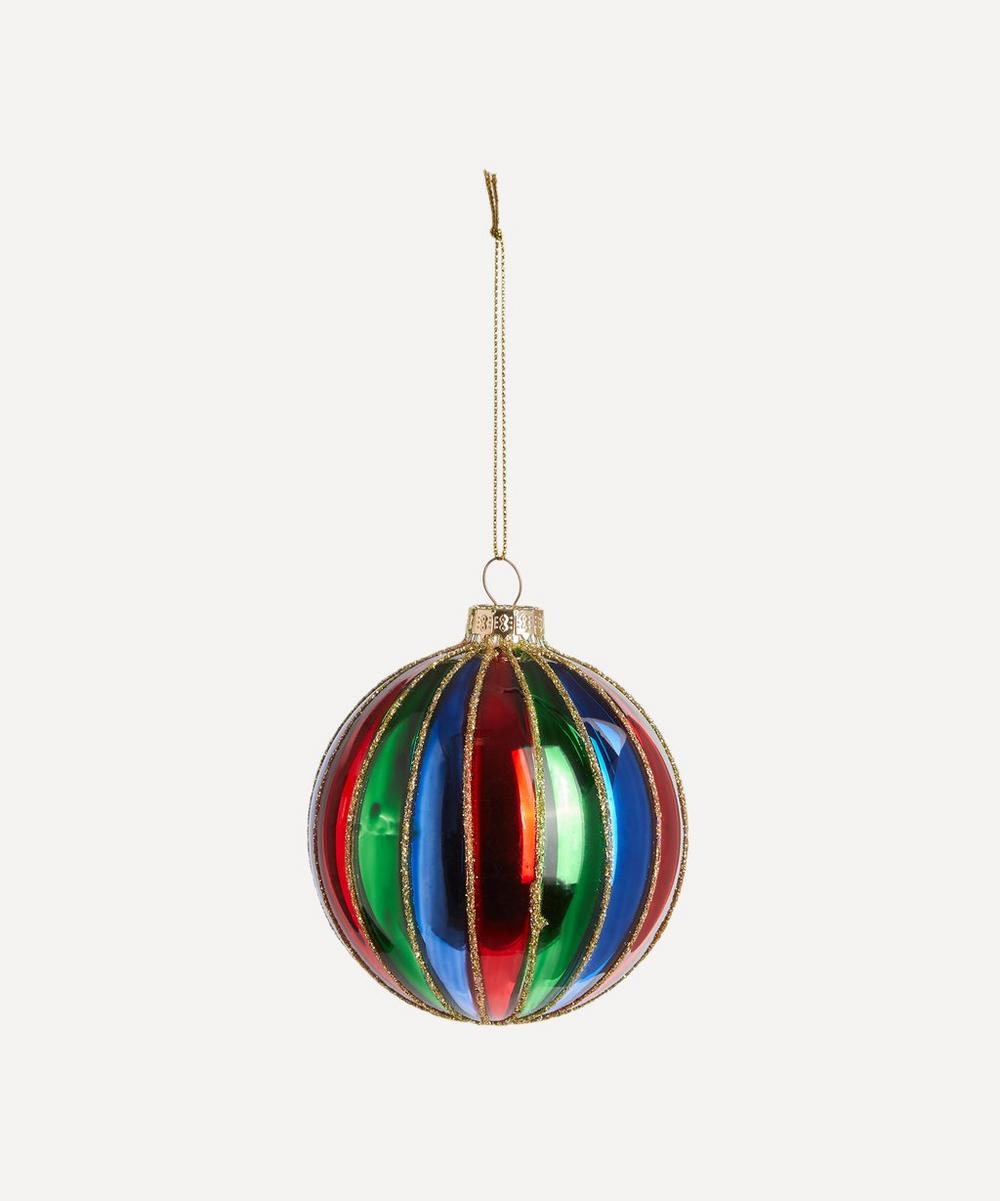 Unspecified Multicoloured Stripe Glass Bauble