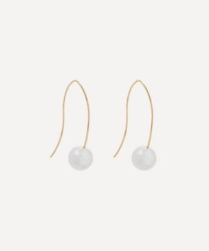 Gold-Plated Faux Pearl Wire Drop Earrings