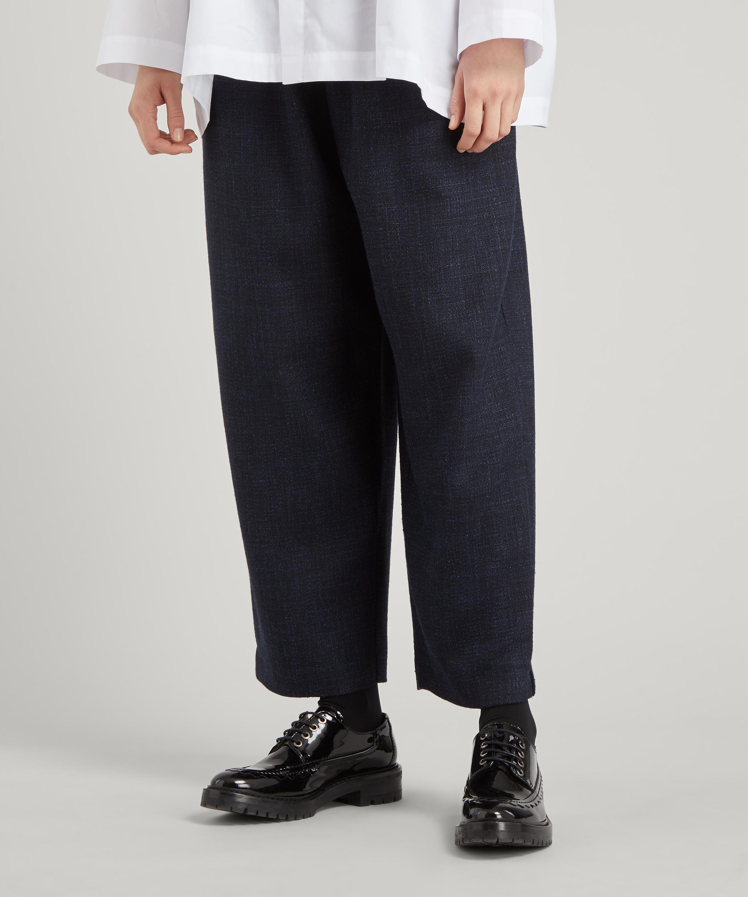 Shop Eskandar Women's Ankle Slits Japanese Trousers In Navy