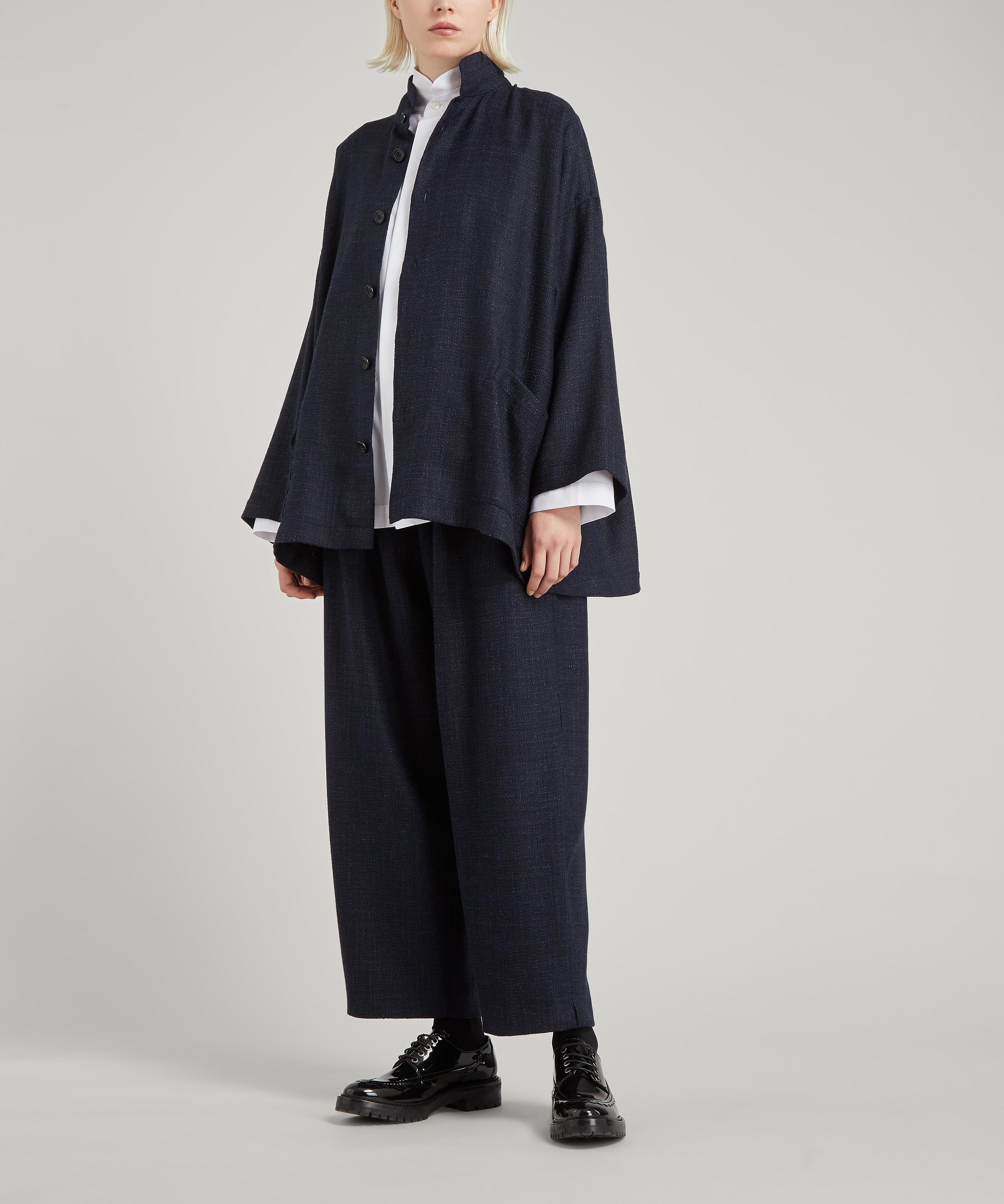 Shop Eskandar Women's Ankle Slits Japanese Trousers In Navy