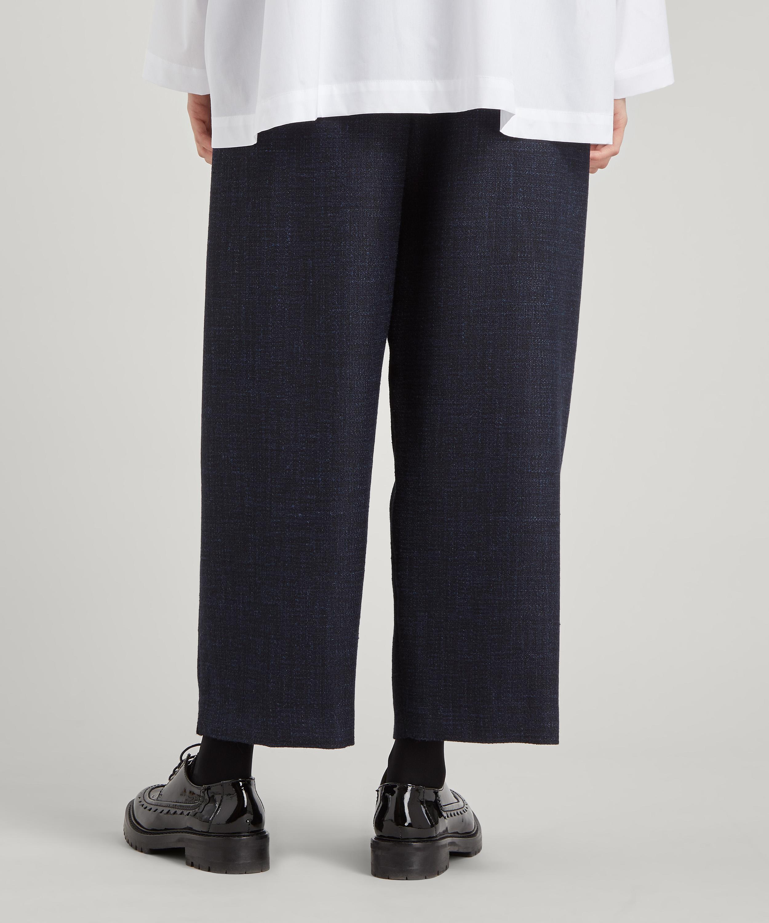 Shop Eskandar Women's Ankle Slits Japanese Trousers In Navy