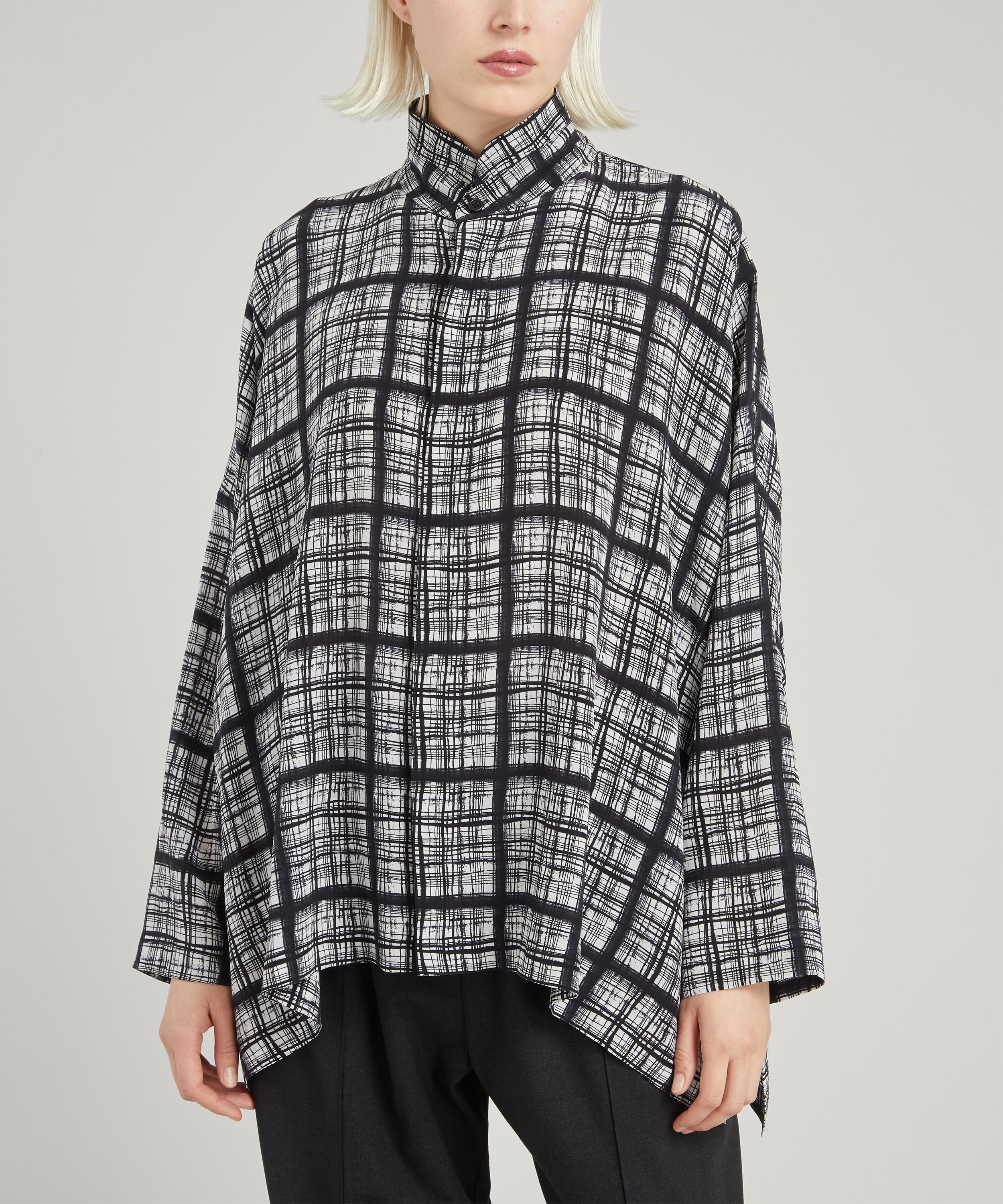 ESKANDAR ESKANDAR WOMEN'S STAND COLLAR WIDE BACK SILK SHIRT 000725963