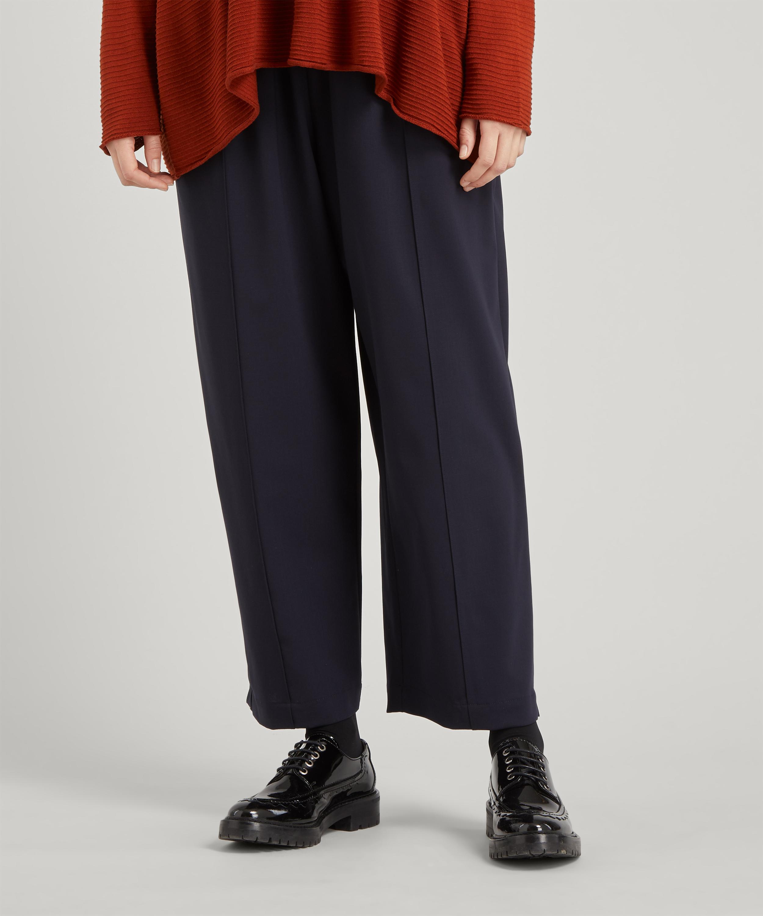 Shop Eskandar Women's Stretch-wool Japanese Trousers In Navy