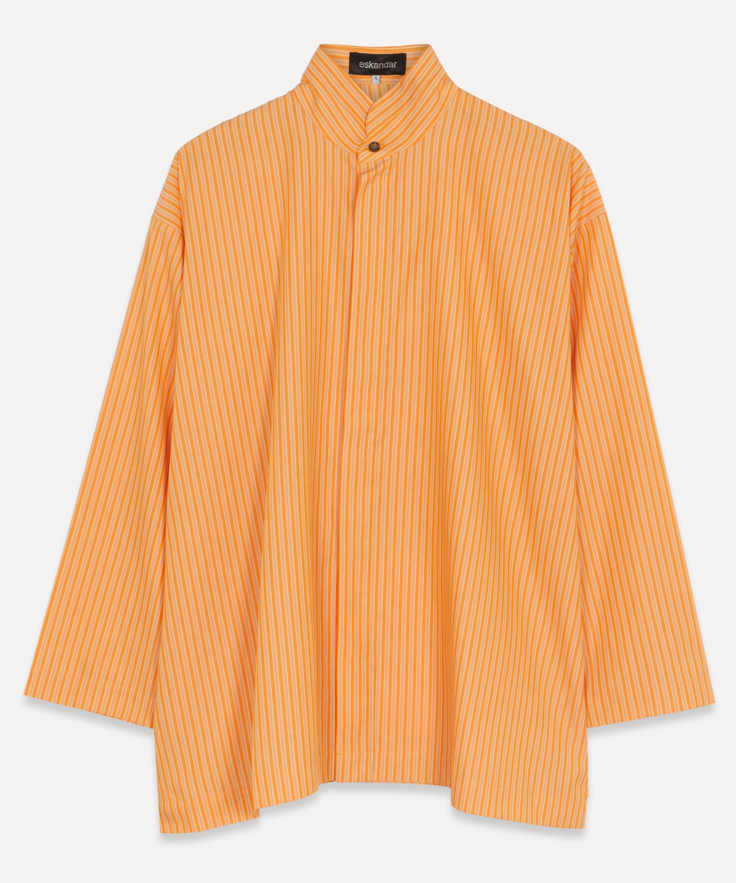Shop Eskandar Women's Tangerine Stripe A-line Shirt