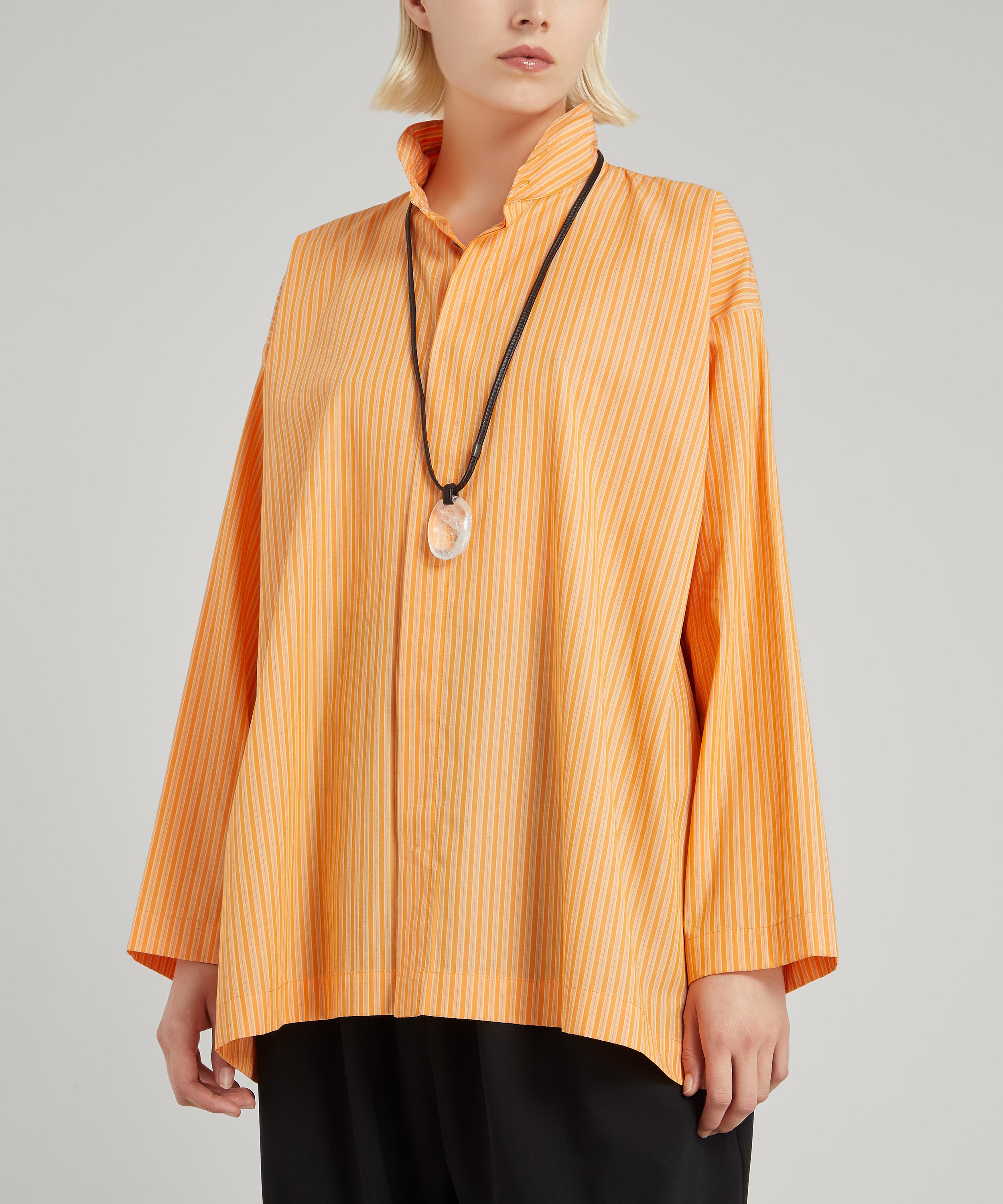Shop Eskandar Women's Tangerine Stripe A-line Shirt