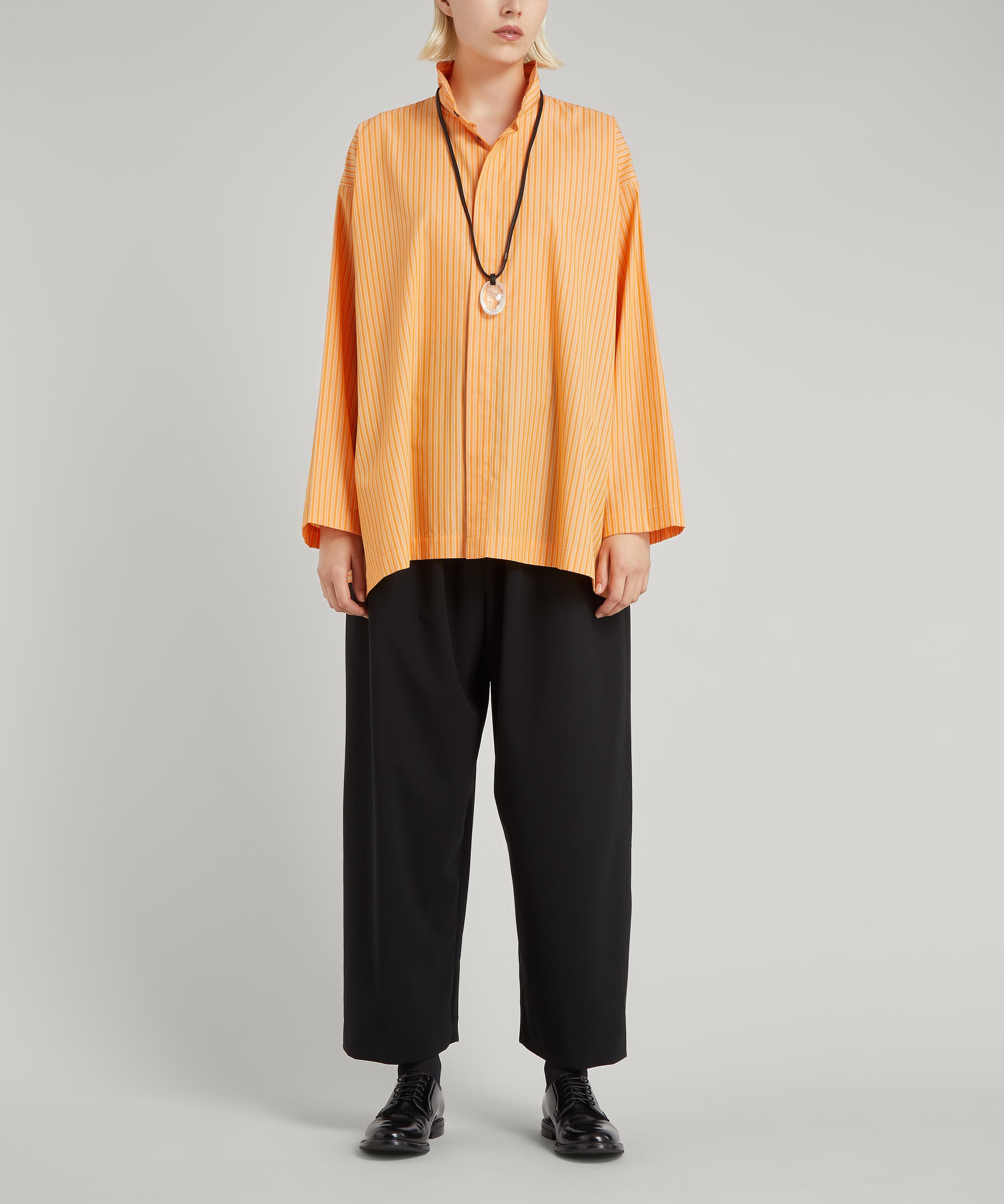 Shop Eskandar Women's Tangerine Stripe A-line Shirt