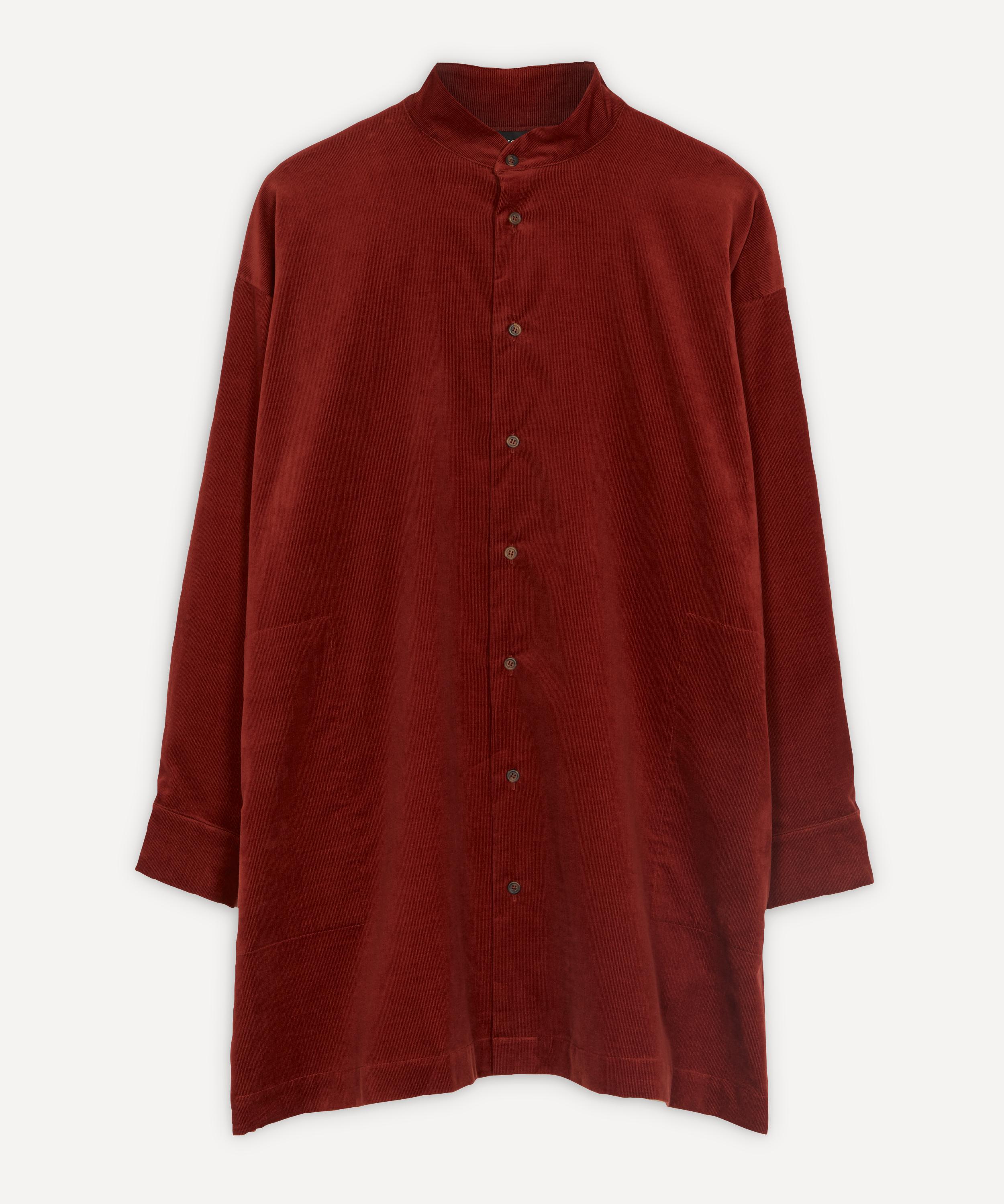 Shop Eskandar Women's Fine Corduroy A-line Shirt In Brick Red