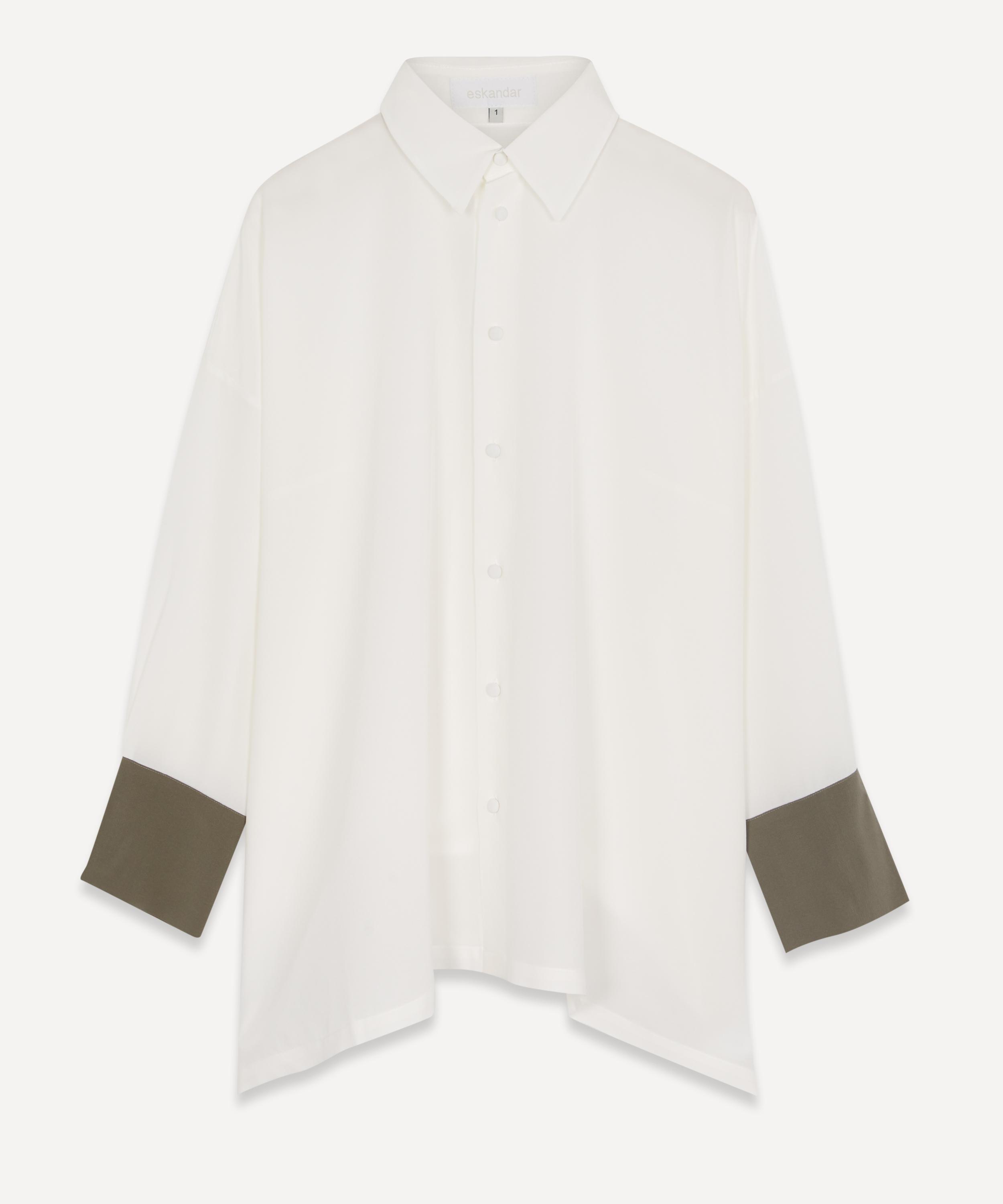 Shop Eskandar Women's Crepe Wide A-line Pleated Shirt In White