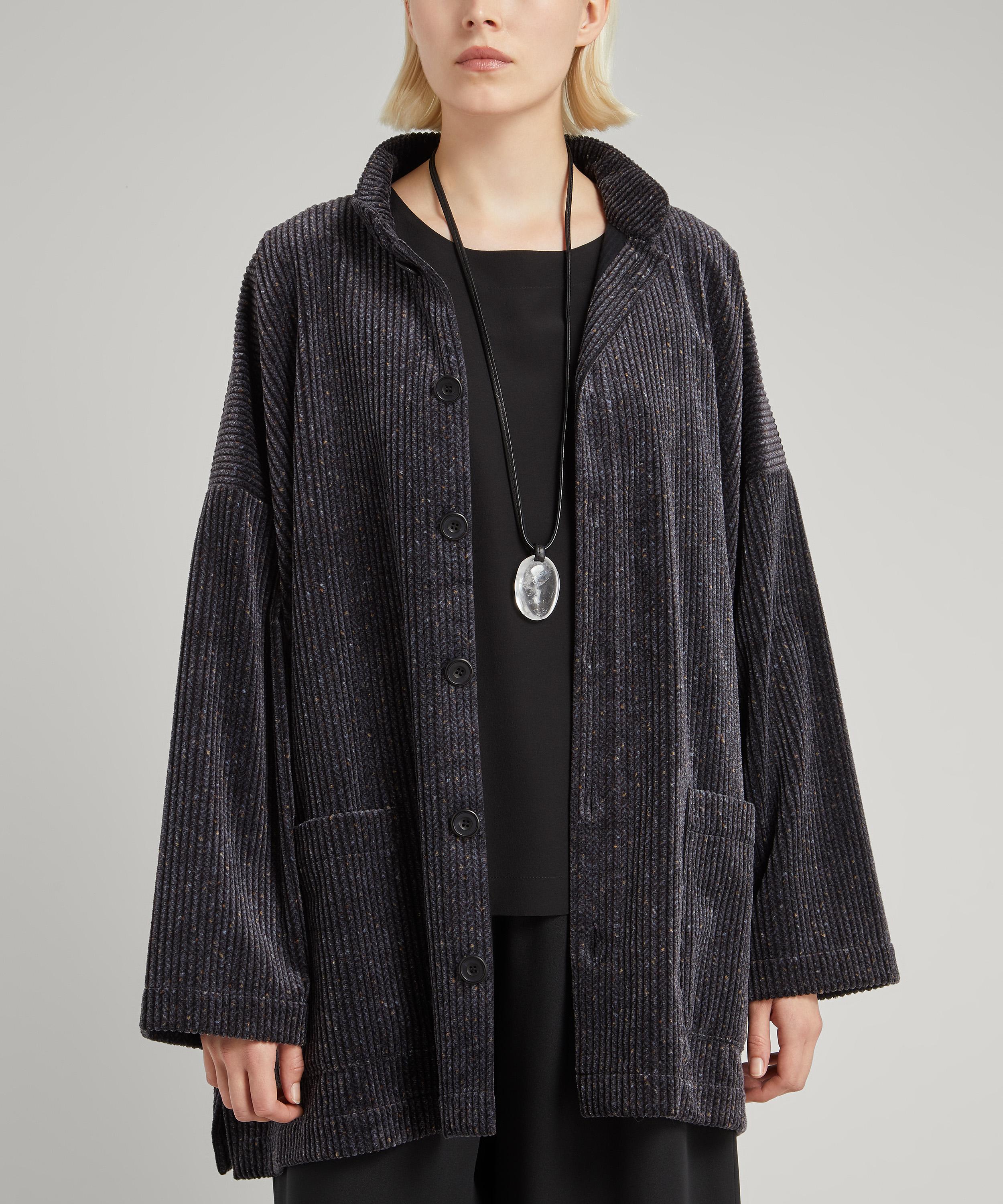 Shop Eskandar Women's Mandarin Collar Wide Coat In Steel