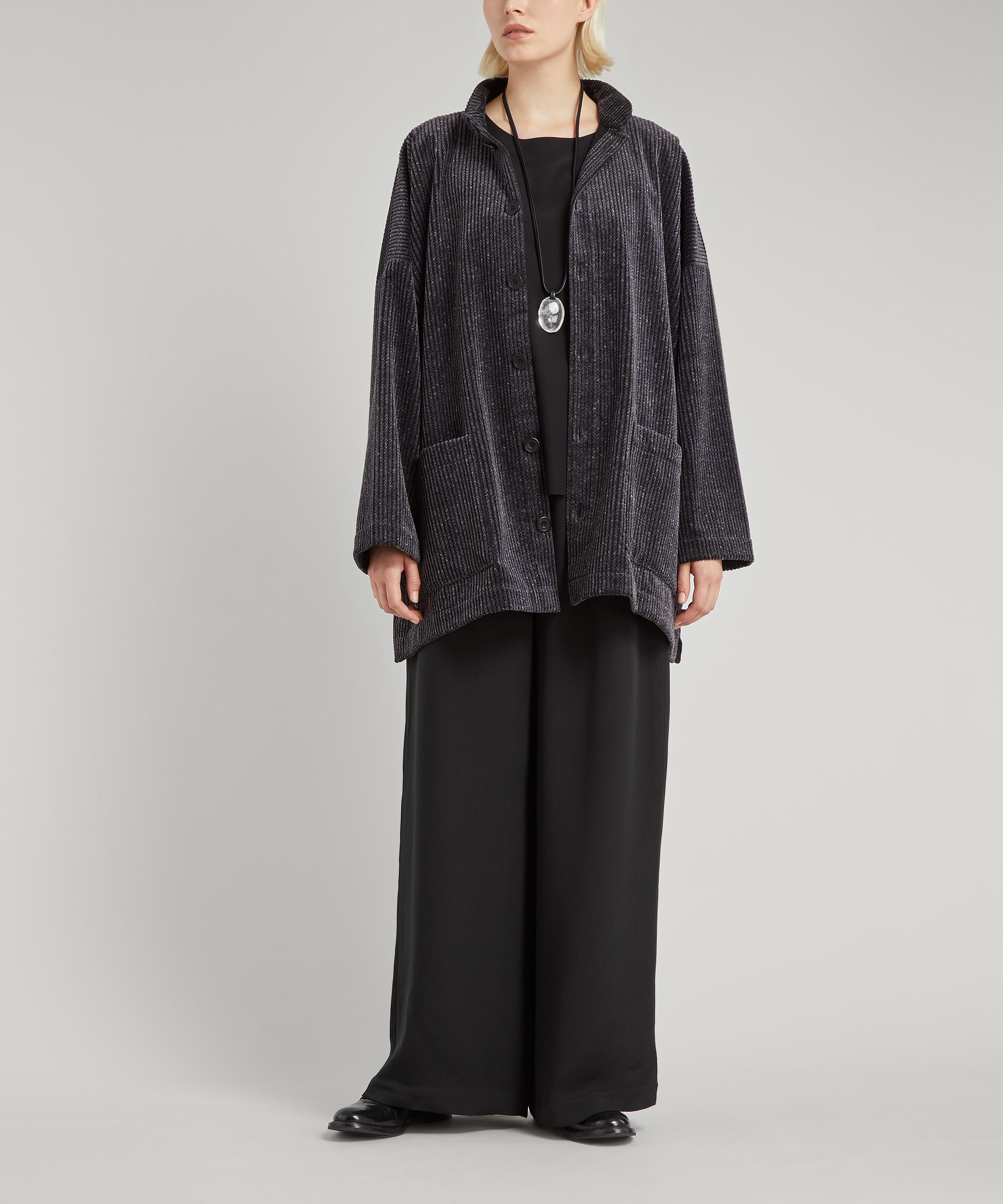 Shop Eskandar Women's Mandarin Collar Wide Coat In Steel
