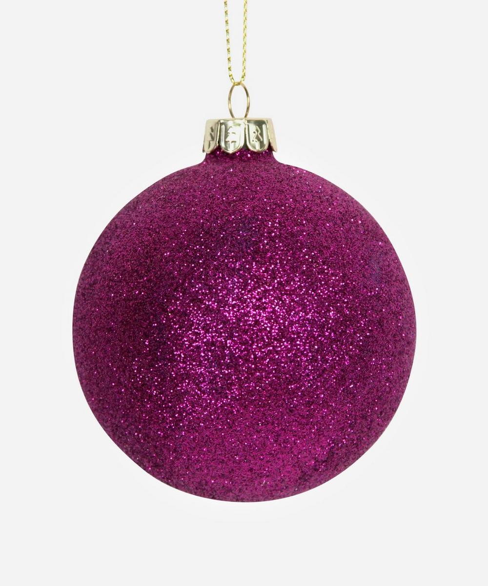Unspecified Glitter Glass Bauble In Magenta